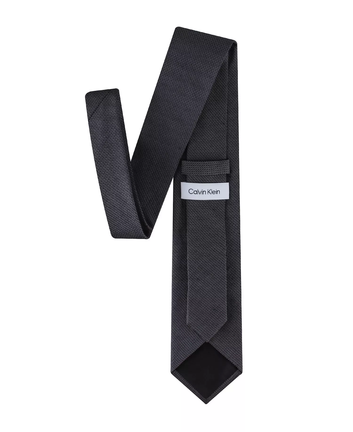 Men's Textured Solid Silk & Linen Blend Tie - Charcoal - ONE SIZE