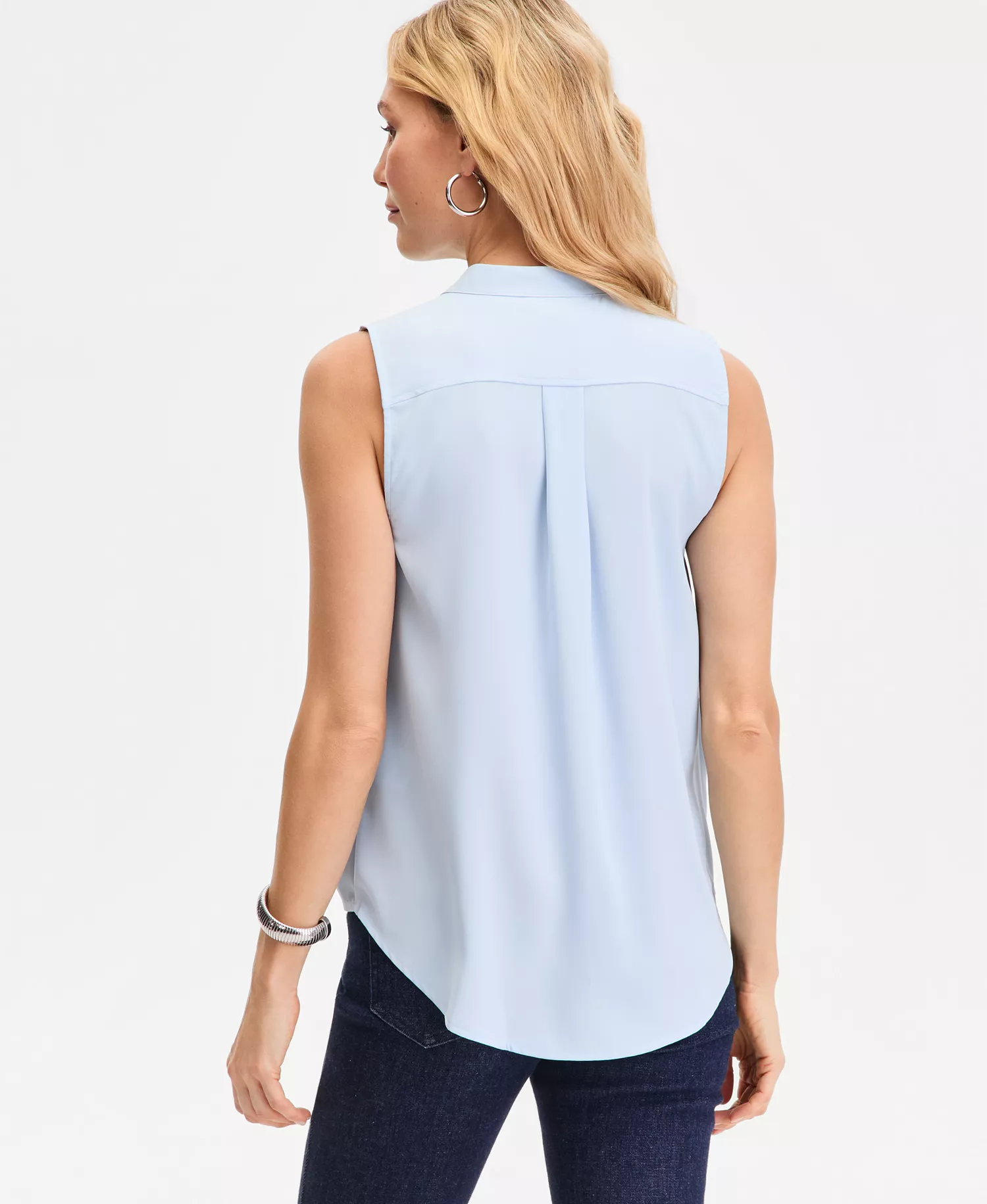 Women's Sleeveless Faux Wrap Blouse, Exclusively at Macy's - Bliss Blue - L