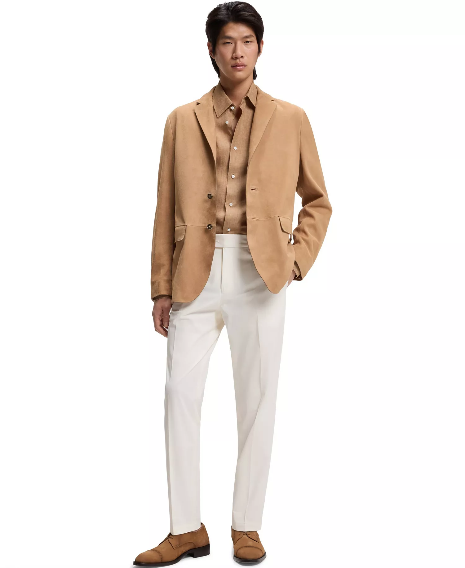 Men's Stretch-Cotton Poplin Tapered-Fit Pants - Open White - 30R