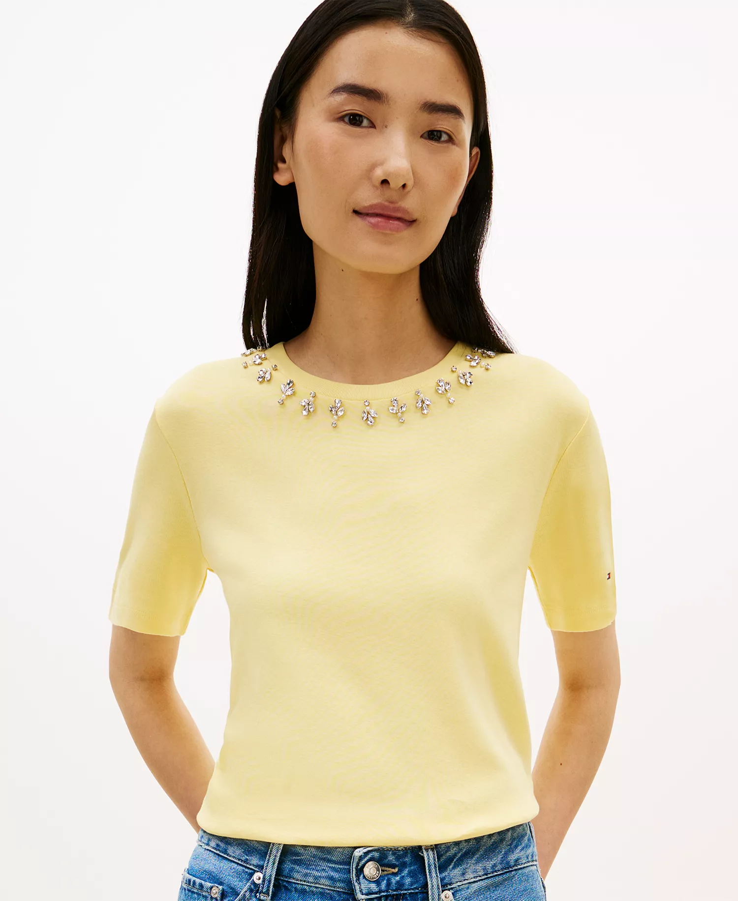 Women's Ribbed Bling T-Shirt - Citronella - L