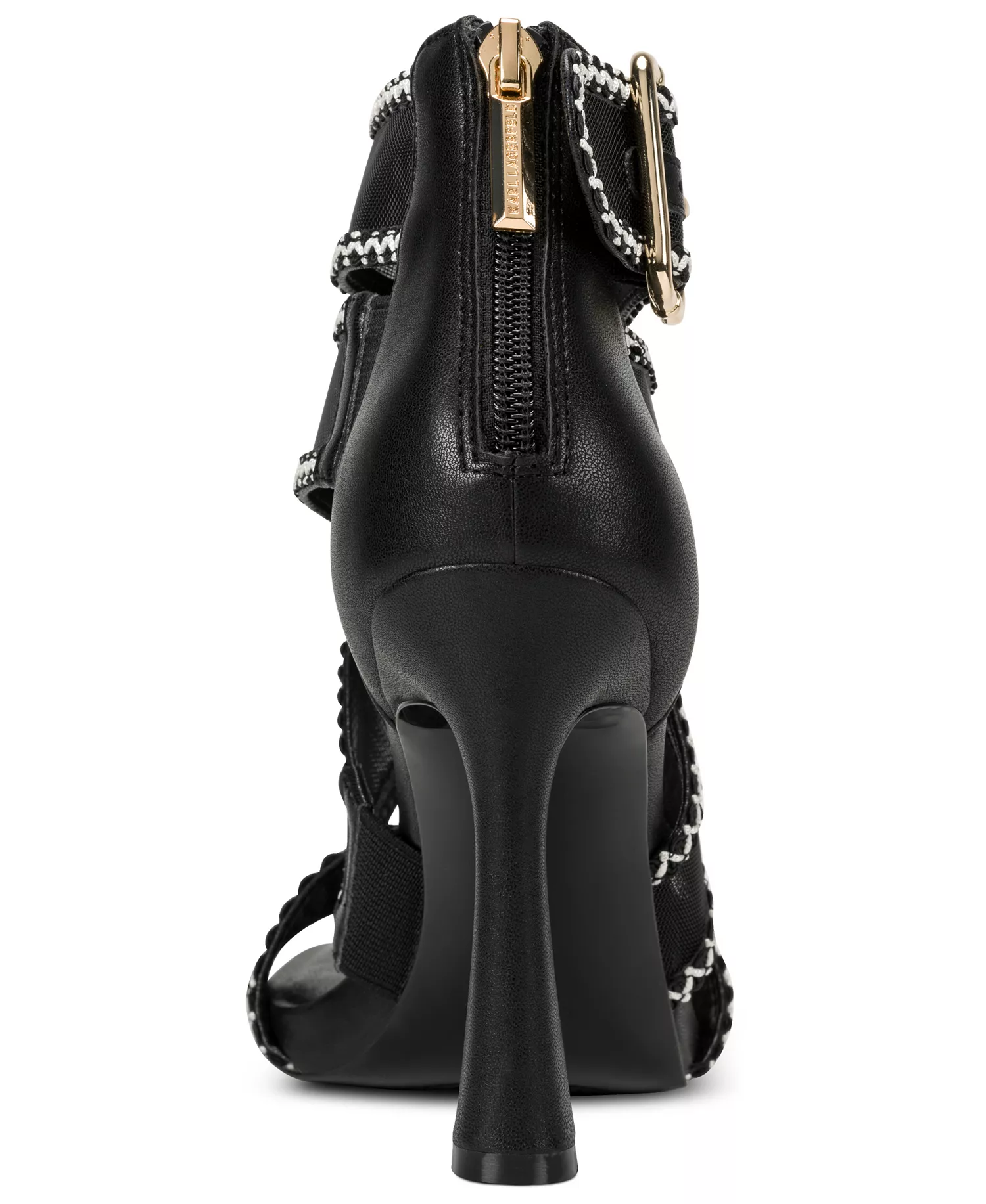 Women's Careliz Trim Ankle Heel Sandals - Black/White - 10