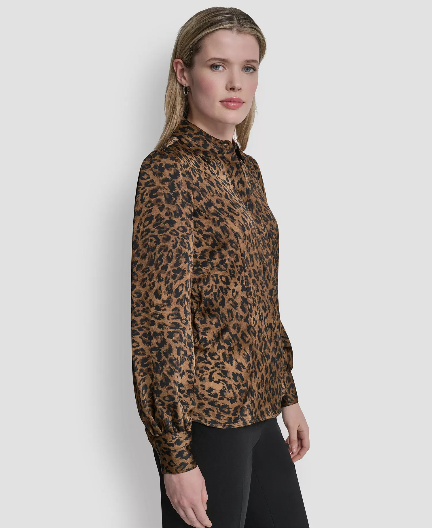 Women's Princess Seamed Long-Sleeve Blouse - Truffle Multi - L