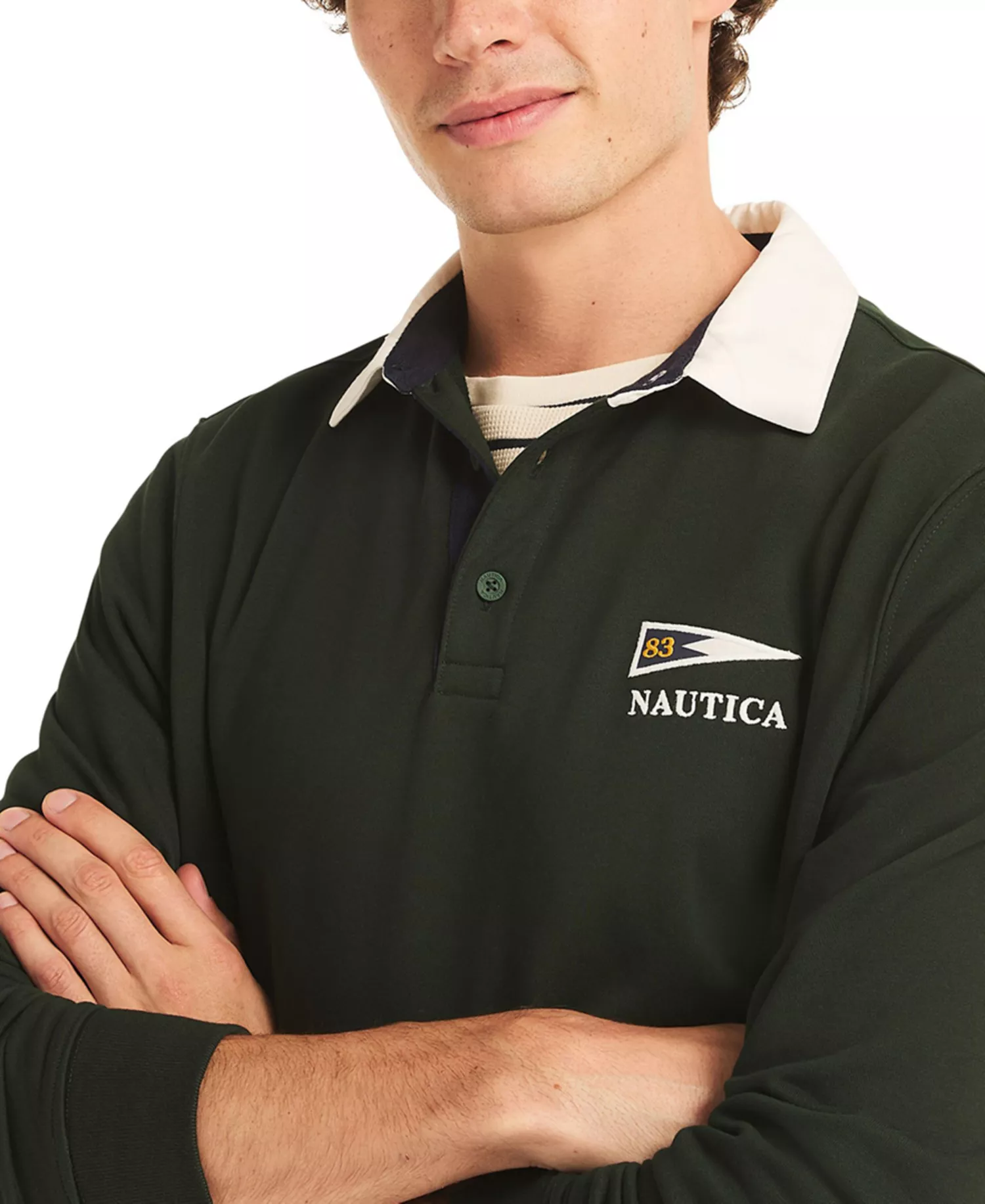 Men's Regular-Fit Kangaroo Pocket Polo Sweatshirt - Kelp Seas - 2XL