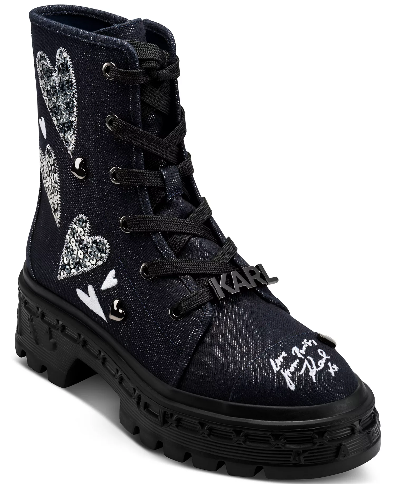 Lamprini Ikonic Lace-Up Combat Boots - Dark Navy - 5.5M