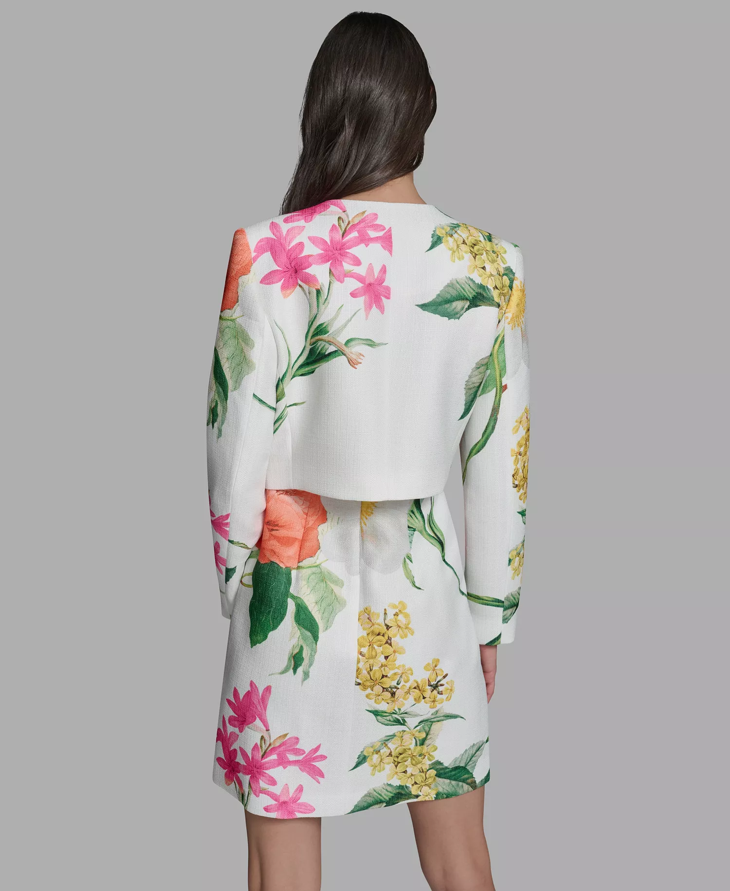 Women's Spring Tweed Bolero Jacket  - Soft White/Camelia Multi - 0