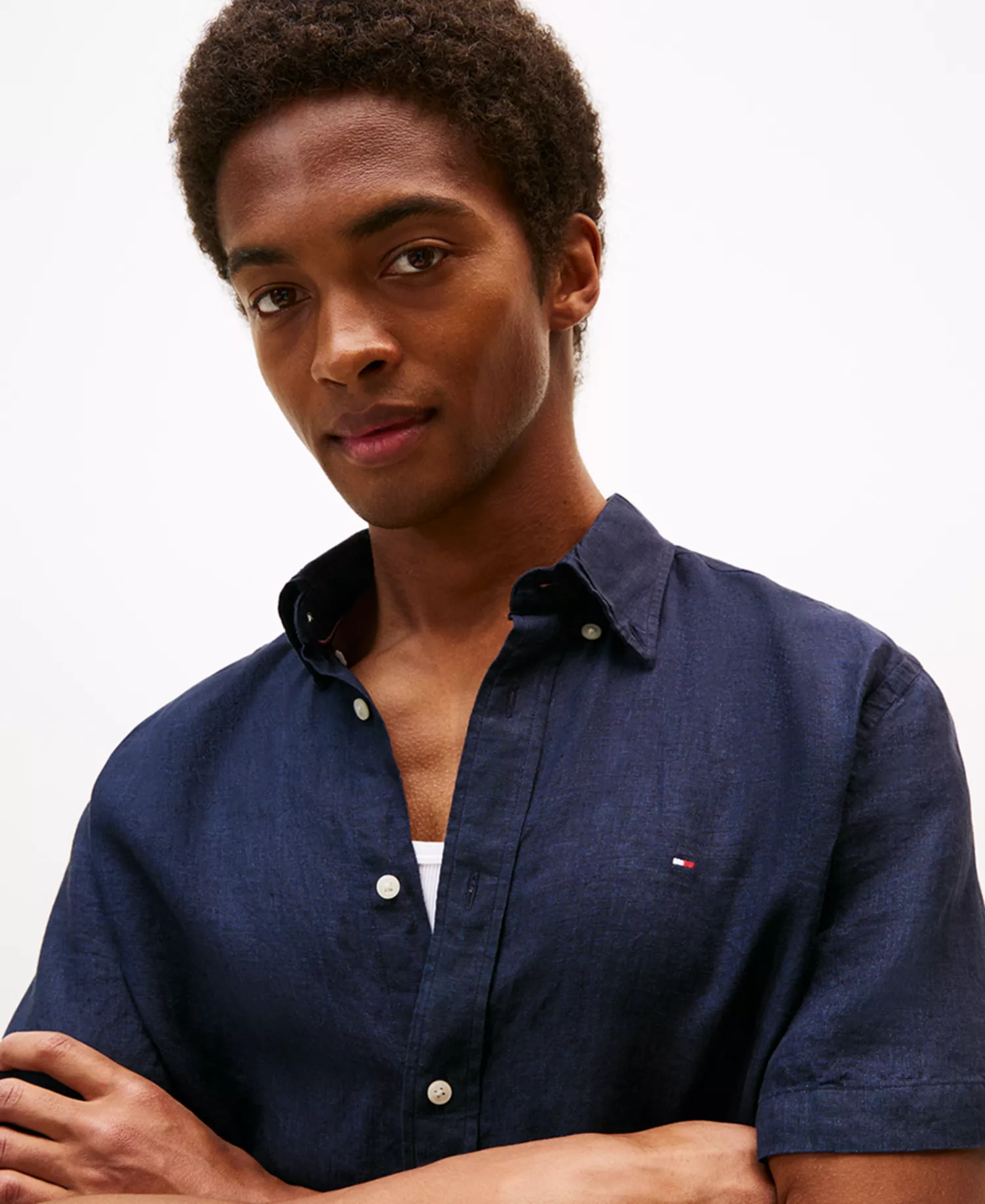 Men's Regular-Fit Linen Short-Sleeve Shirt - Desert Sky - L