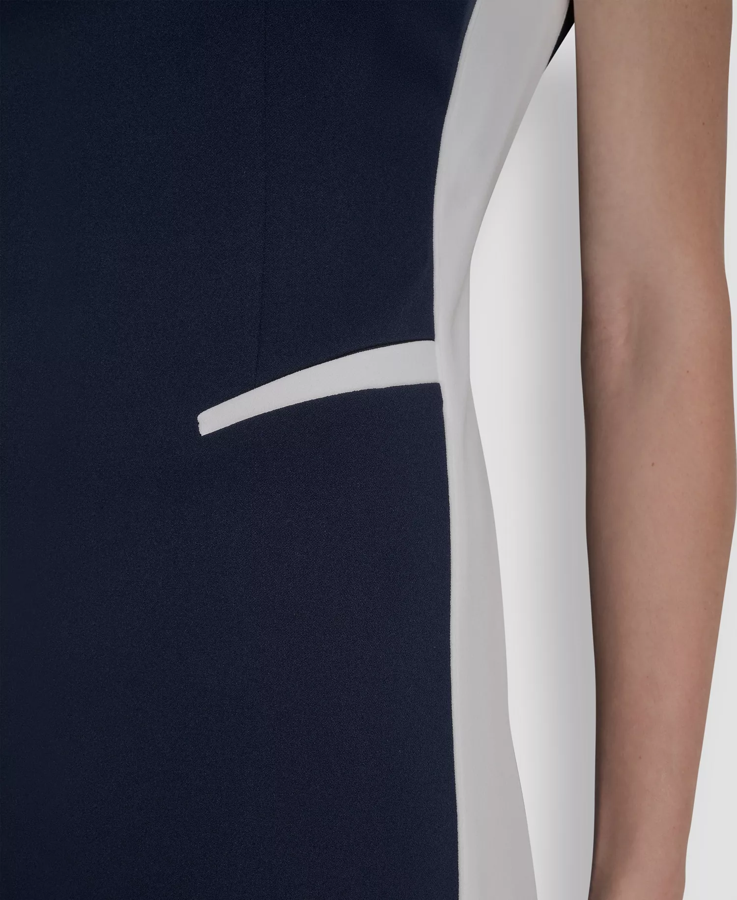 Petite Sleeveless Color-Block Sheath Dress - Spring Navy/White - 0P