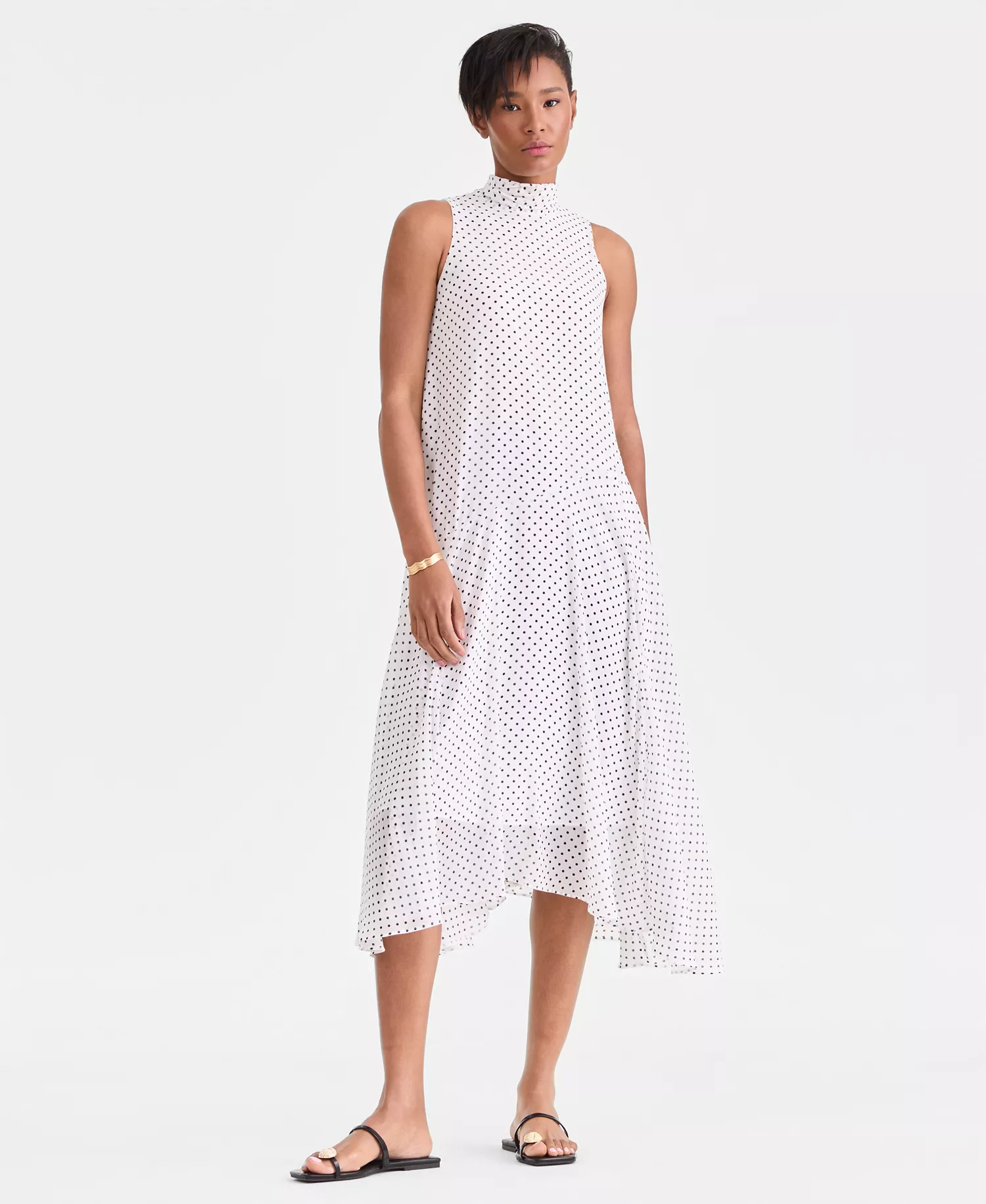 Women's Printed Sleeveless Midi Dress, Macy's Exclusive - Debbie Dots - L