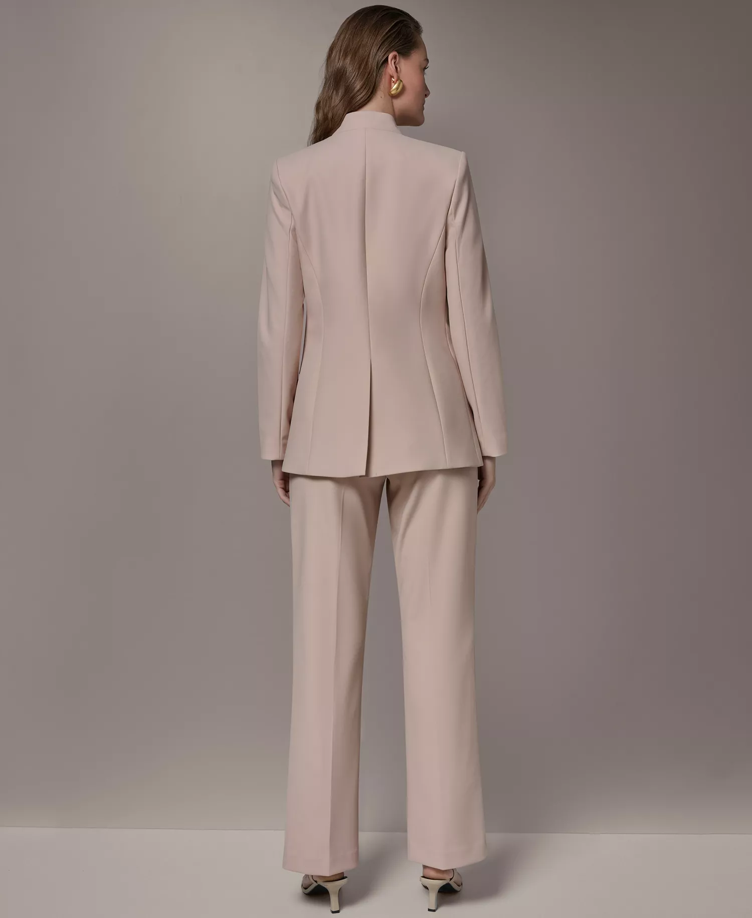 Women's 4-Button-Sleeve Blazer and Straight Leg Pants - Snow Petal - 0