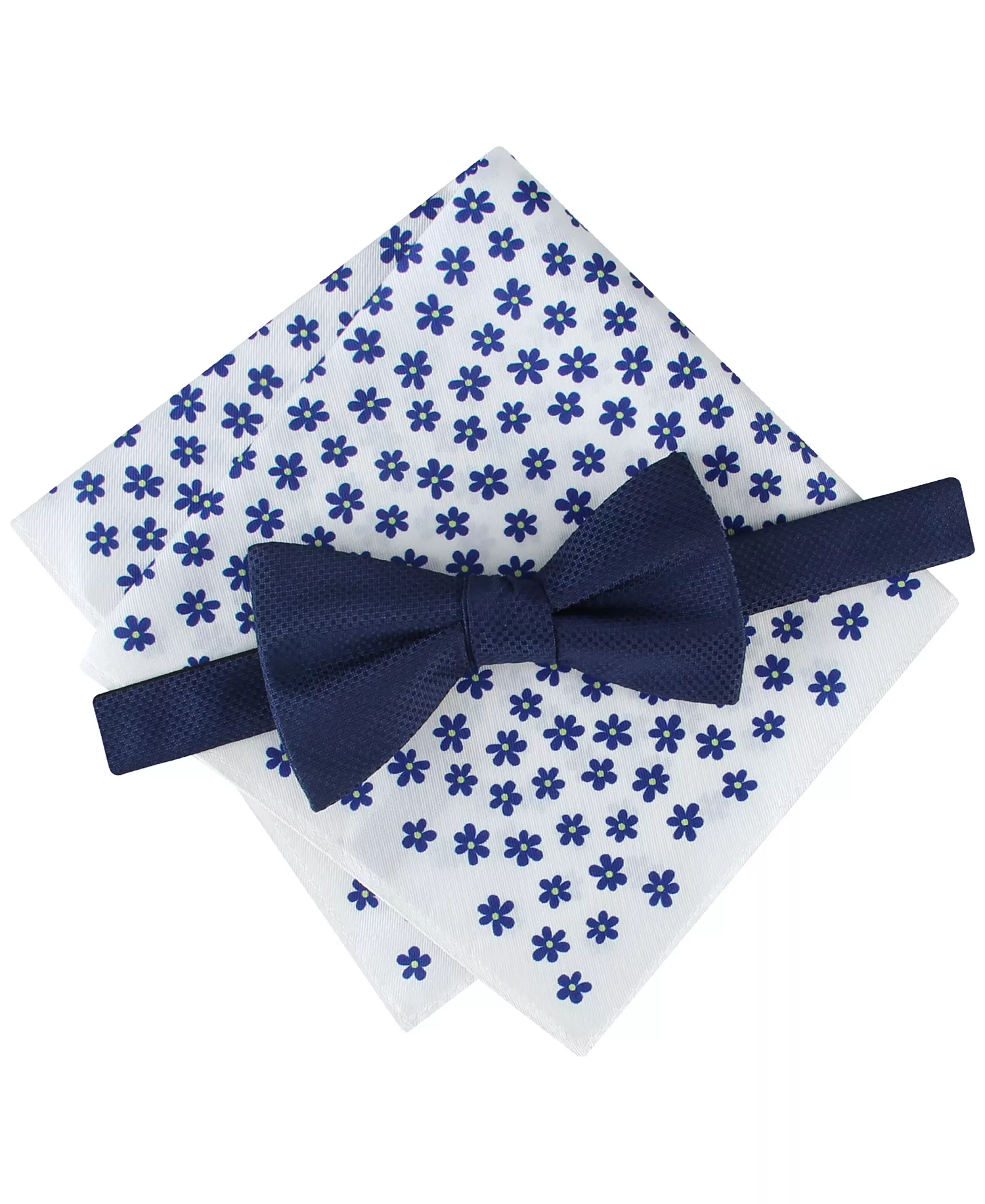 Men's Bow Tie and Pocket Square, 2-Piece Set - Navy - ONE SIZE