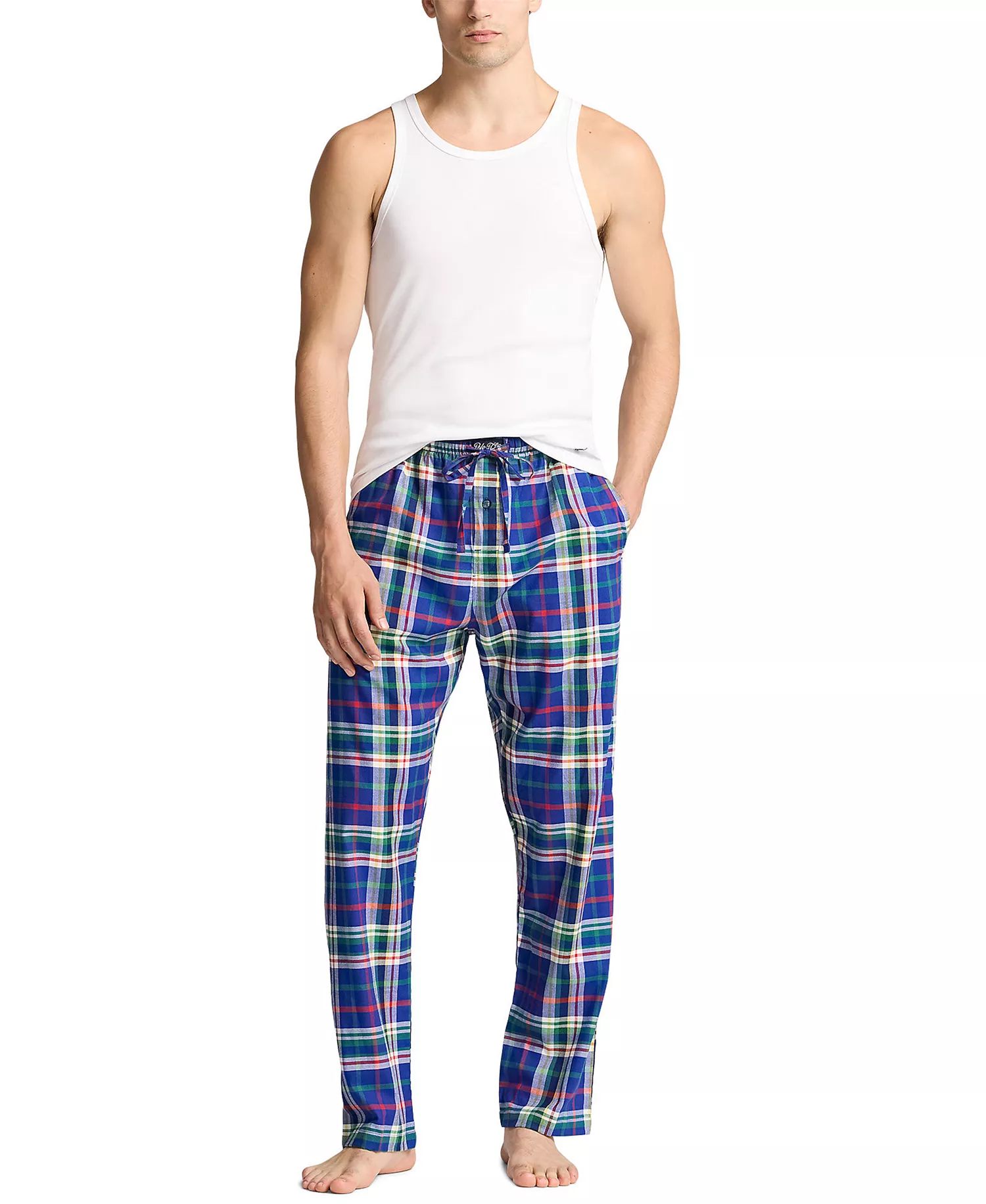 Men's Plaid Flannel Pajama Pants - Red Plaid - L