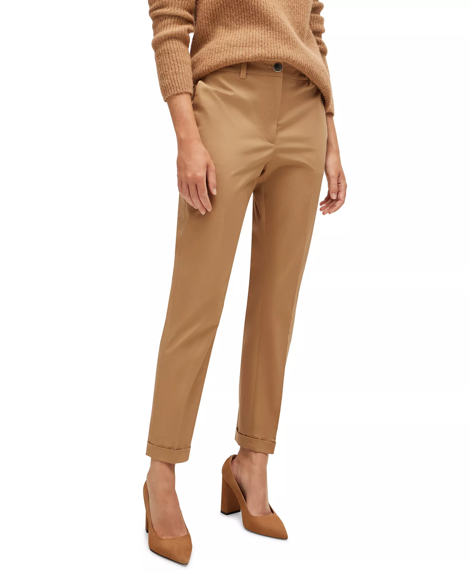 Women's Stretch-Cotton Twill Regular-Fit Pants - Medium Beige - 12