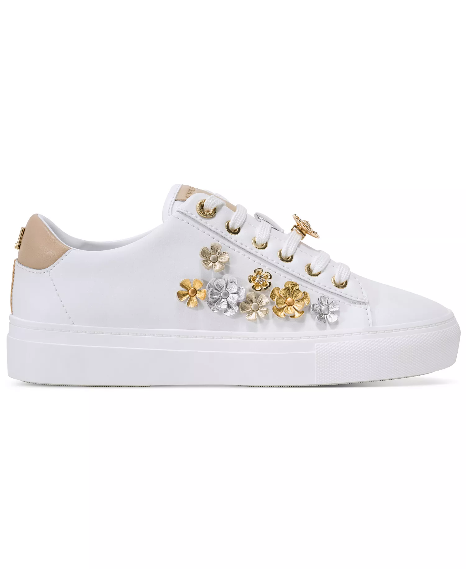 Women's Cate Fleur Lace-Up Sneakers - Bright White/Dusty Nude - 10M