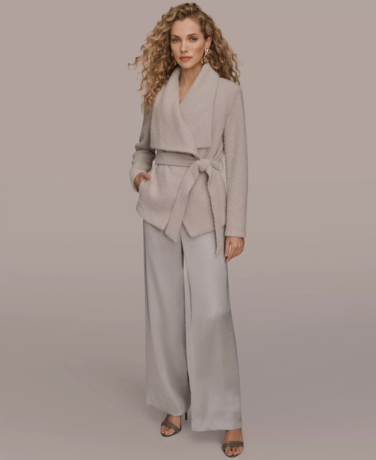 Women's Snap Closure Wrap Coat - Vapor - L