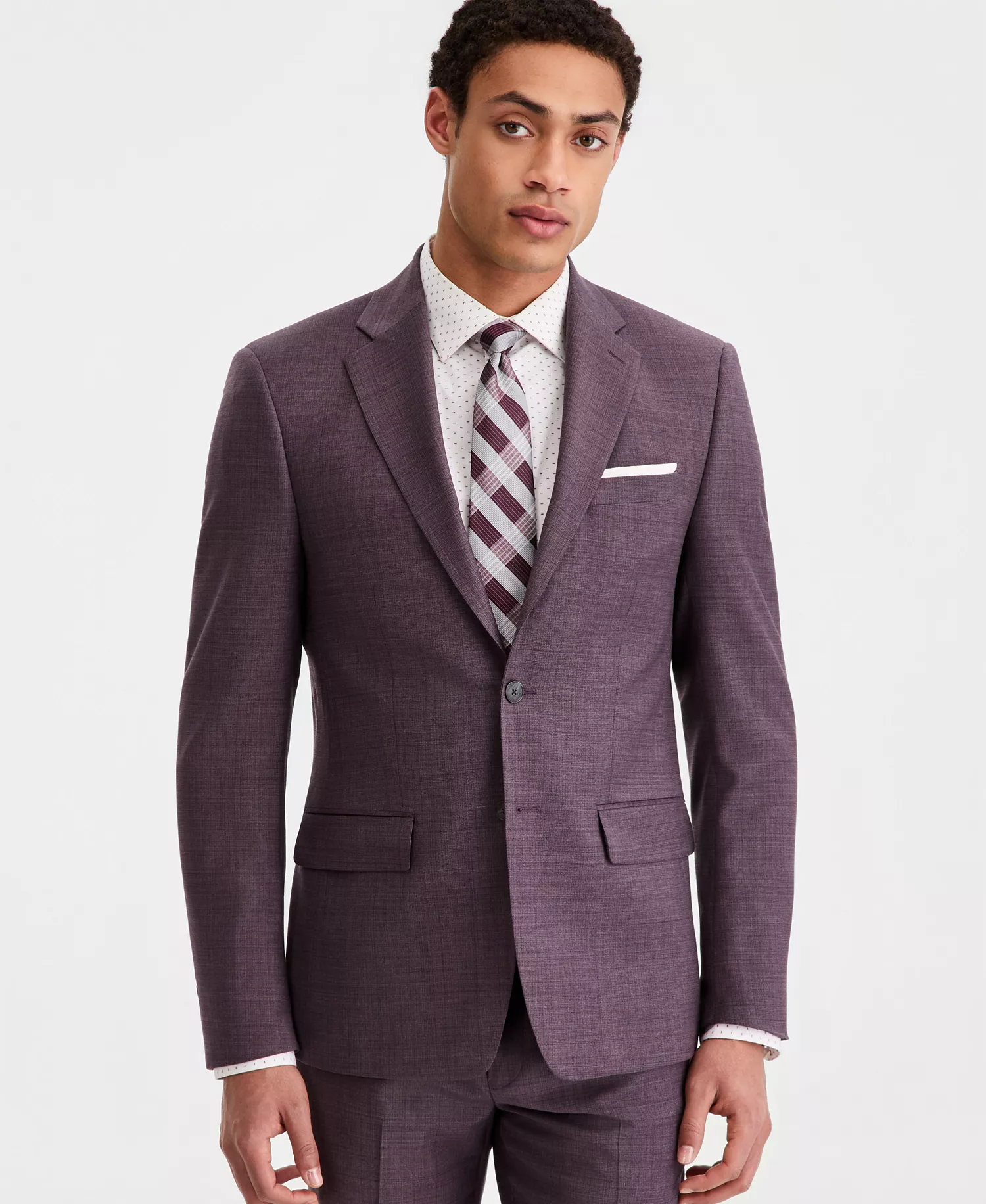 Men's Slim-Fit Wool-Blend Suit Separates Jacket - Purple - 36R