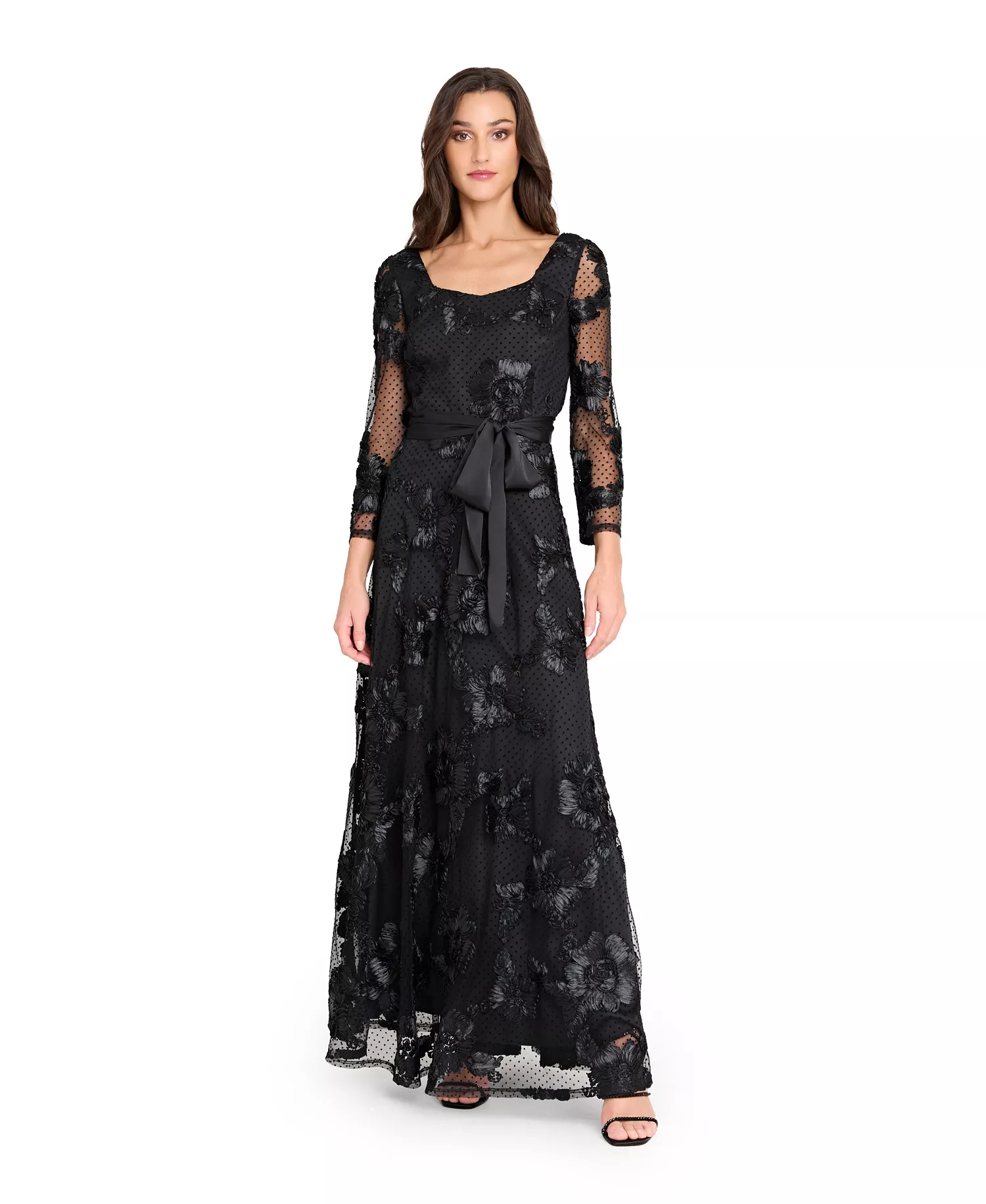 Women's Embroidered Ball Gown - Black - 10