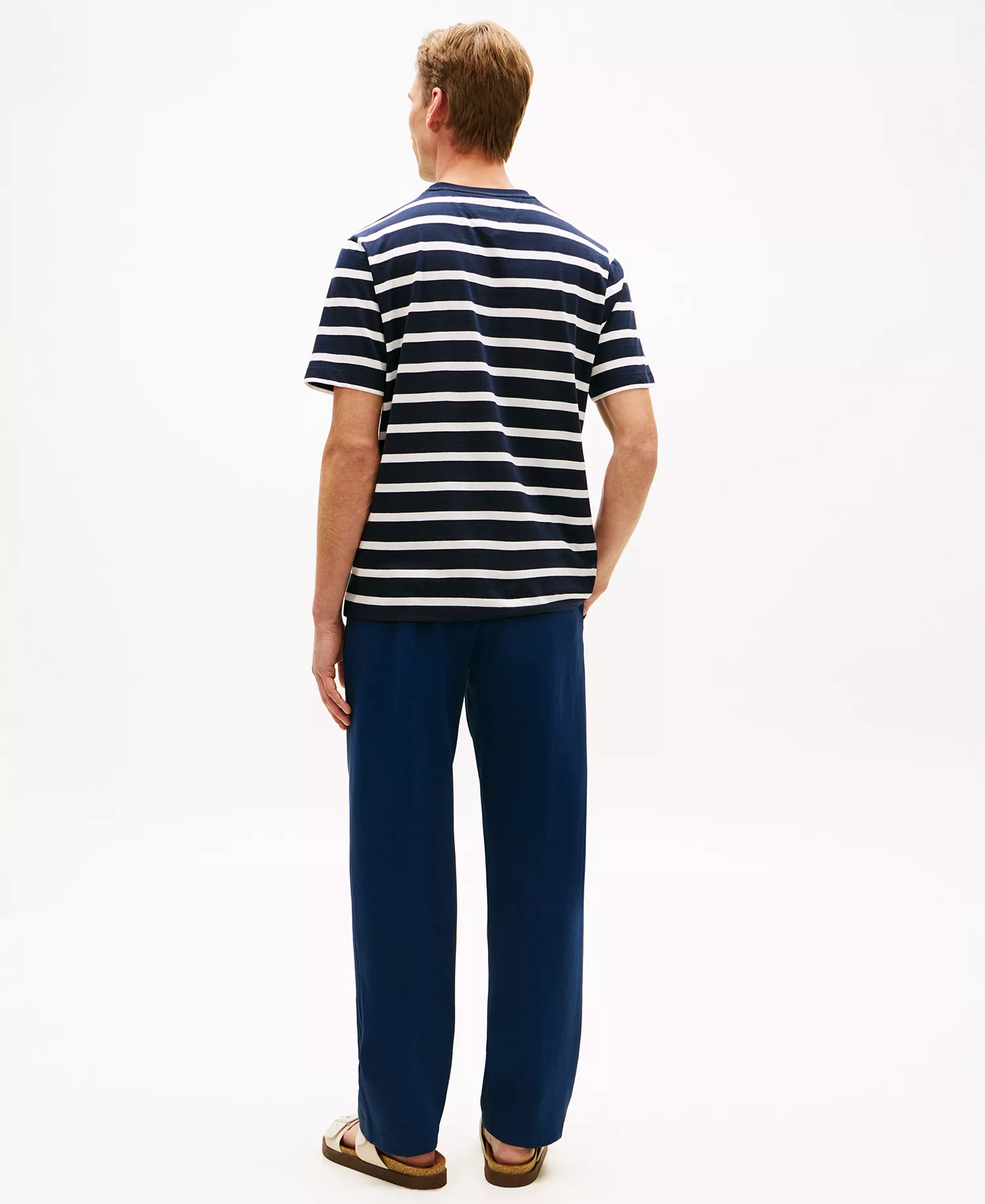 Men's Regular-Fit Essential Stripe T-Shirt - Desert Sky / Ecru Stripe - L