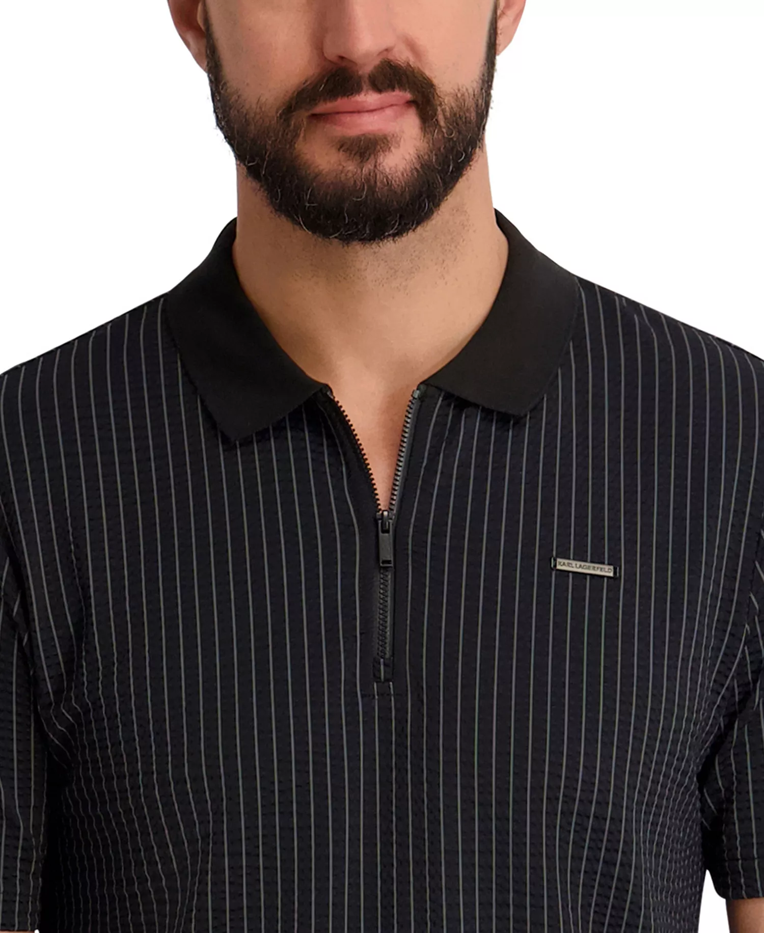 Men's Performance Striped Polo Shirt - Black - 2XL