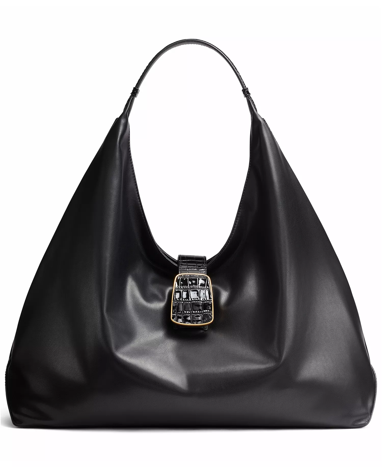 Women's Percale Extra-Large Shoulder Bag - Black/Gold - NO SIZE