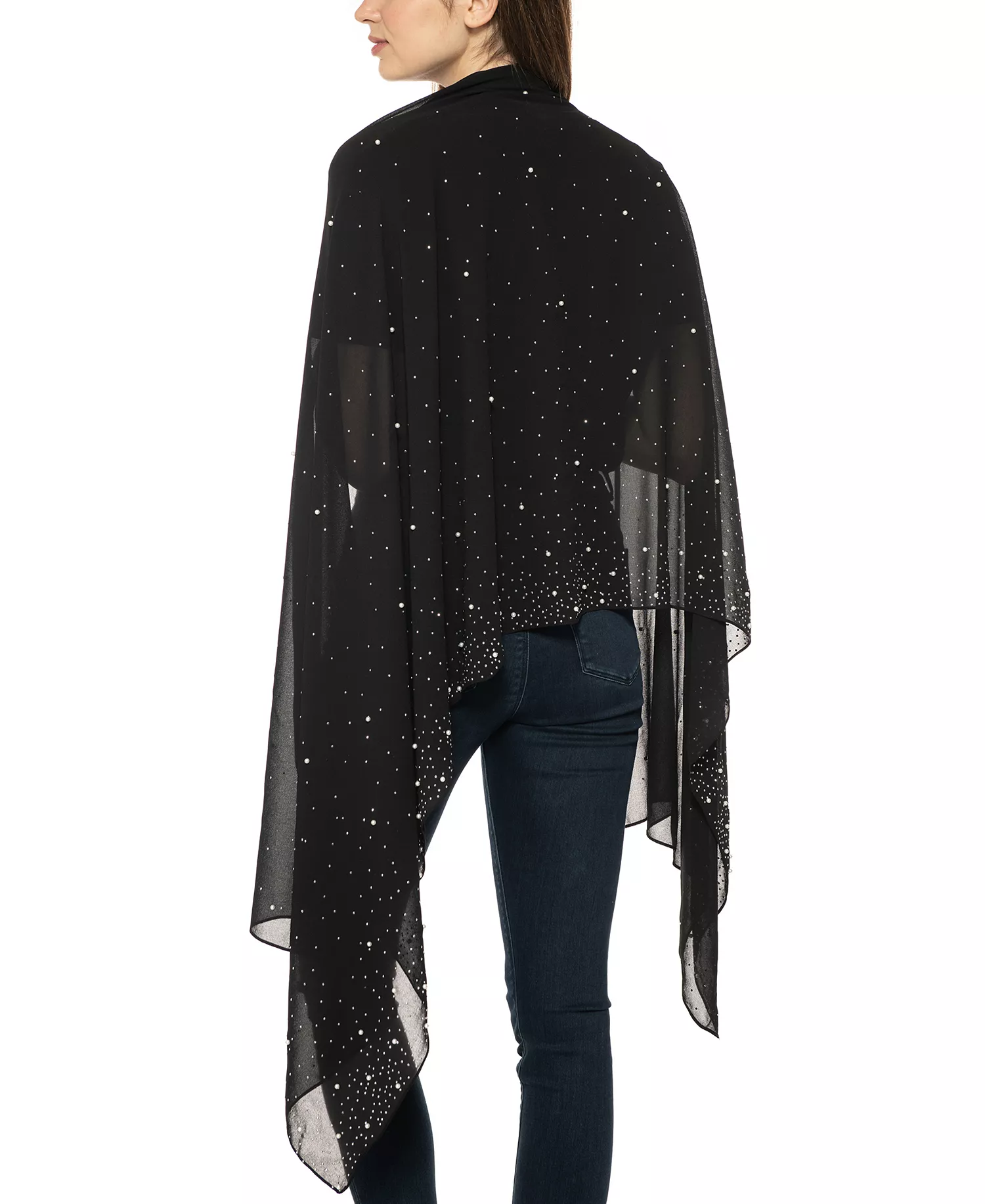 Embellished Wrap Scarf, Created for Macy's - Black - ONE SIZE