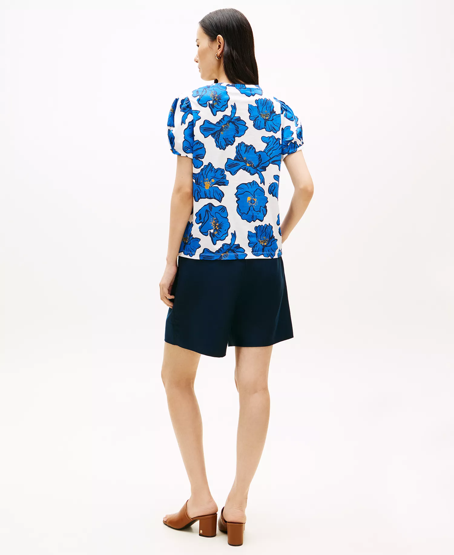 Women's Printed Crewneck Top - Poppy Art Floral - L