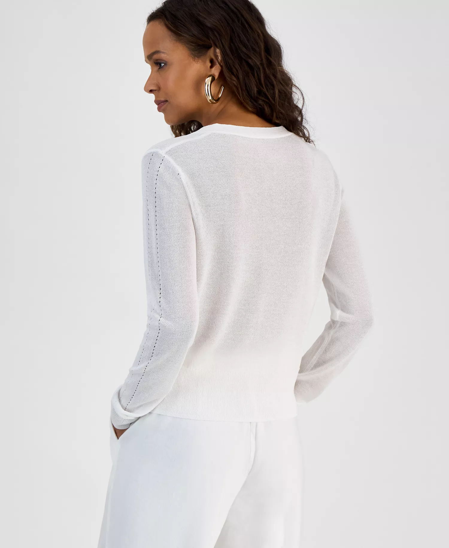 Petite Button-Front Cardigan, Exclusively at Macy's - Bright White - P/L
