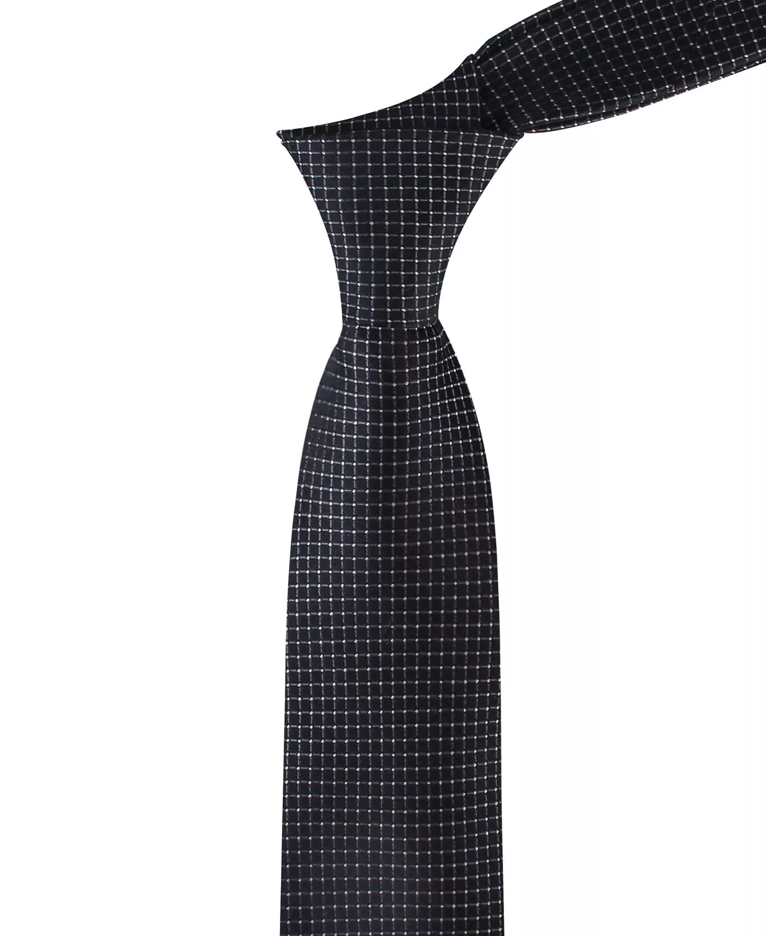 Men's Grid Pattern Silk Tie - Black - ONE SIZE