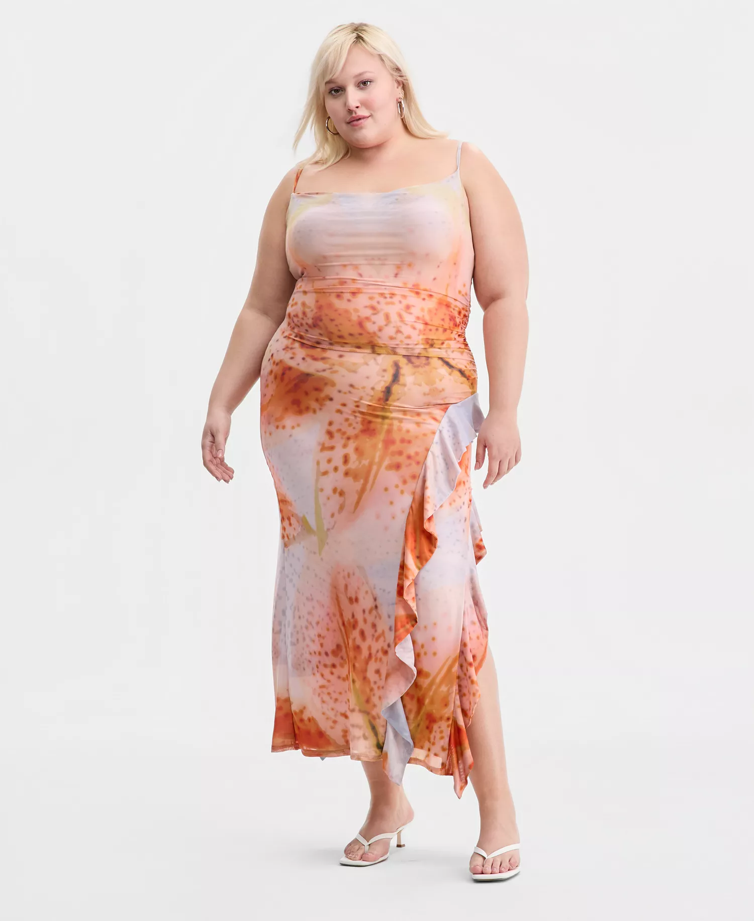 Trendy Plus Size Ruffled Maxi Dress, Macy's Exclusive - White - 3X