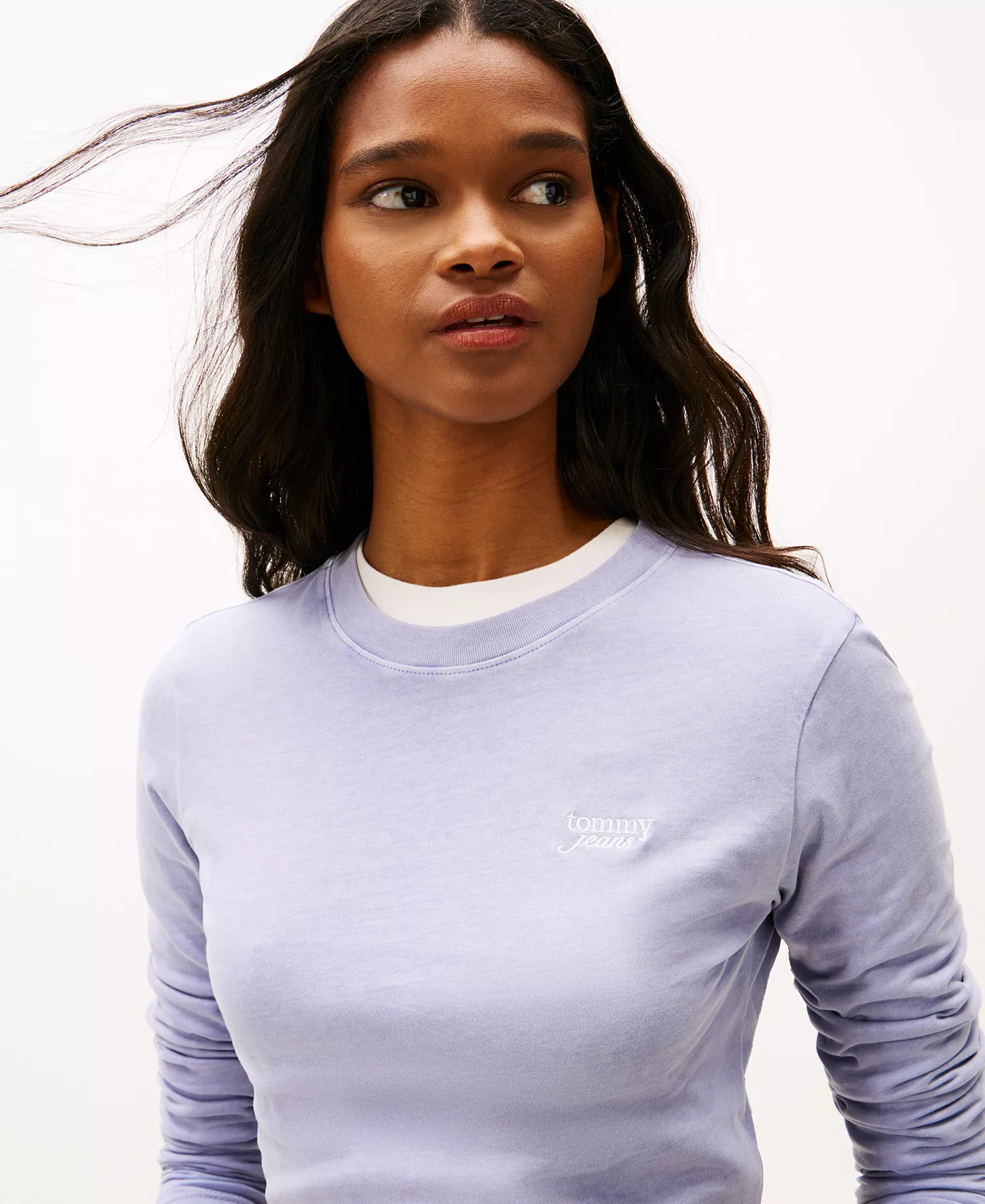 Women's Long-Sleeve Garment Dyed Logo T-Shirt - Periwinkle Dusk - L