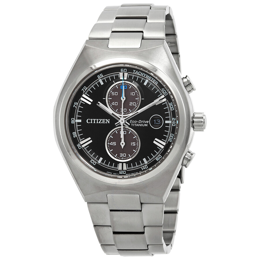 Citizen Super Titanium Chronograph Eco-Drive Black Dial Men's Watch