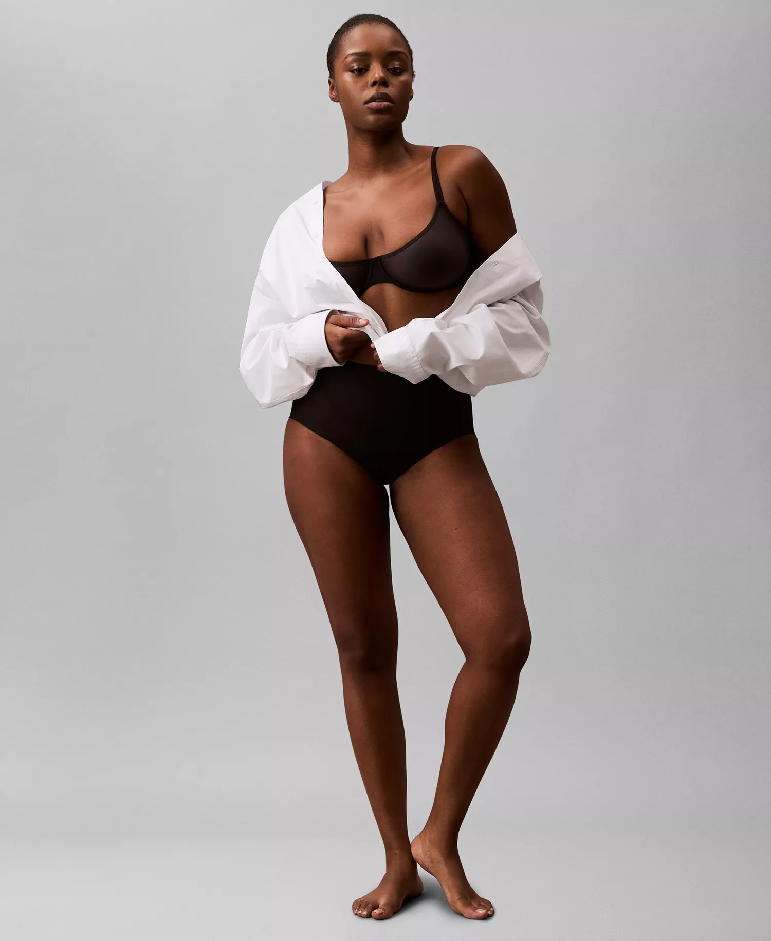 Women's Stay-Put Firm Mesh Brief Shaping Underwear QF8166 - Black - L