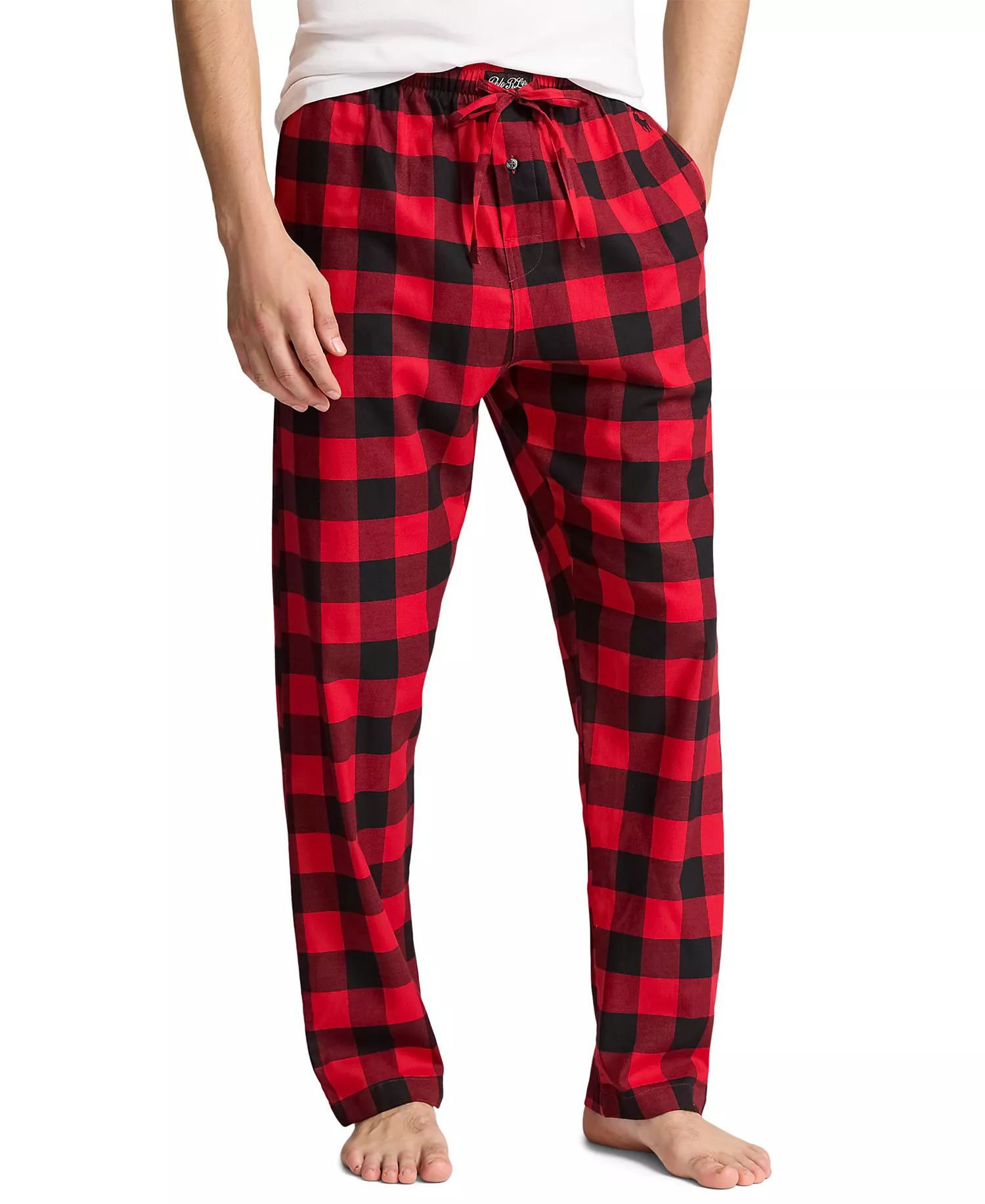 Men's Plaid Flannel Pajama Pants - Red Plaid - L