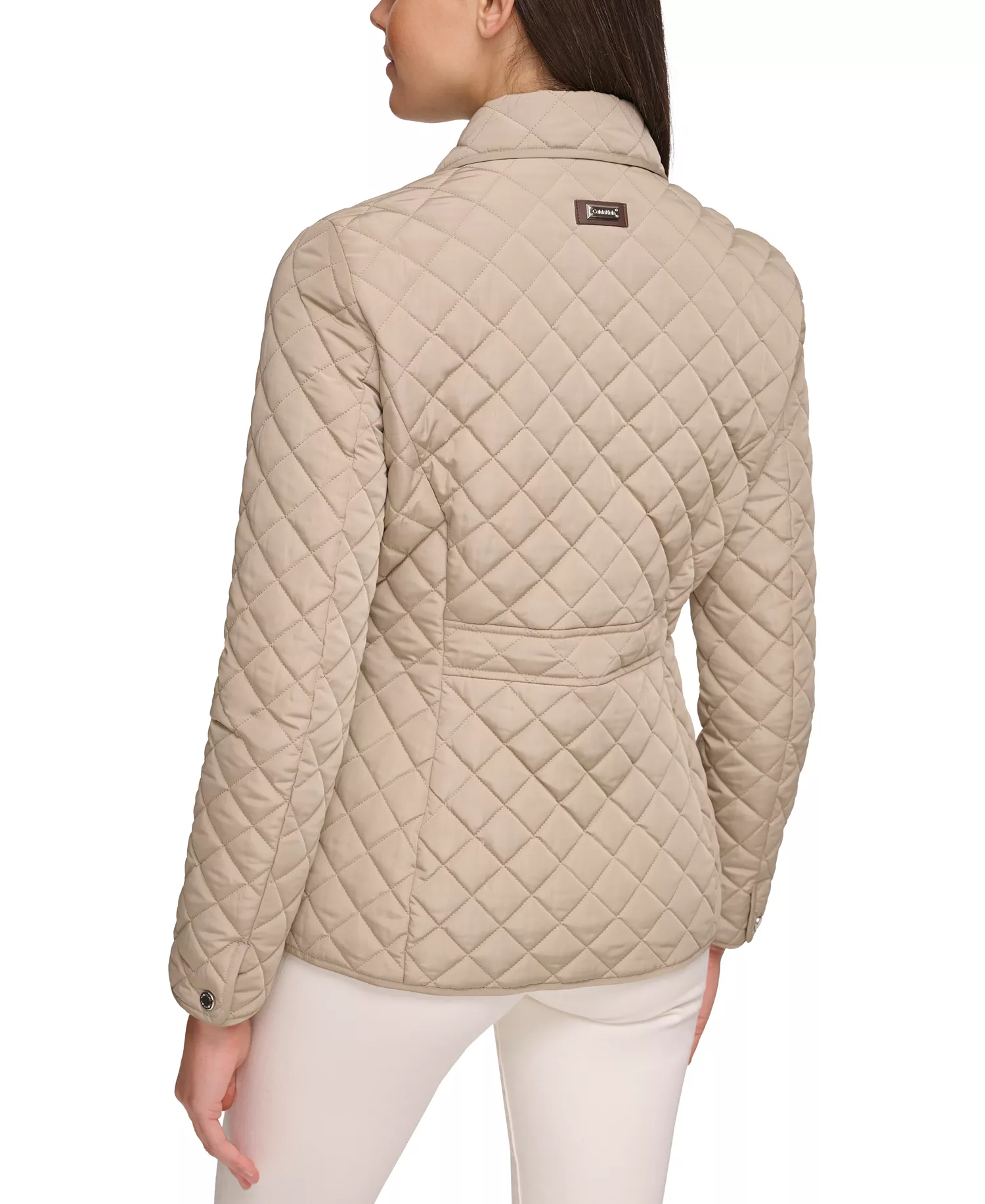 Womens Collared Quilted Coat - Birch - L