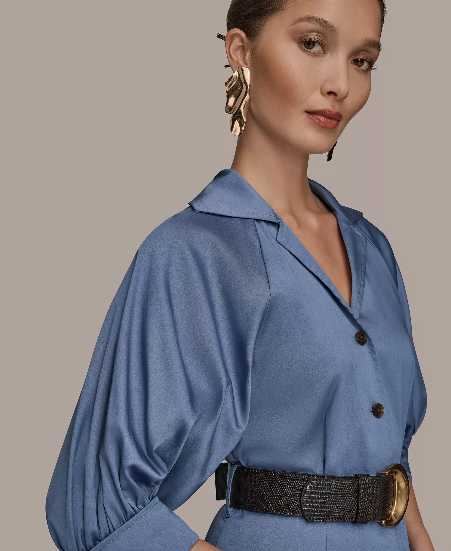 Women's Collared Belted Midi Dress - Tempest/Dusk/Nightfall - 0P