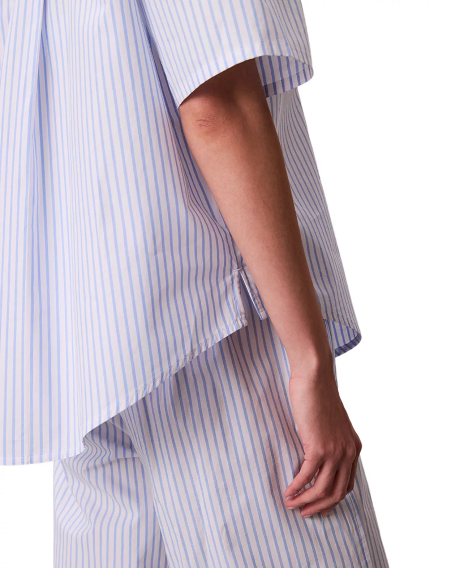 Women's Striped Short-Sleeve Pajama Shirt - Sera Stripe Blue - L