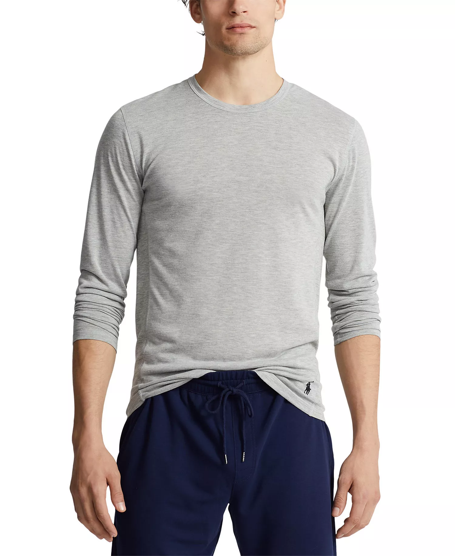 Men's Long-Sleeve Crewneck Shirt - Andover Heather & Polo Black Pp - L