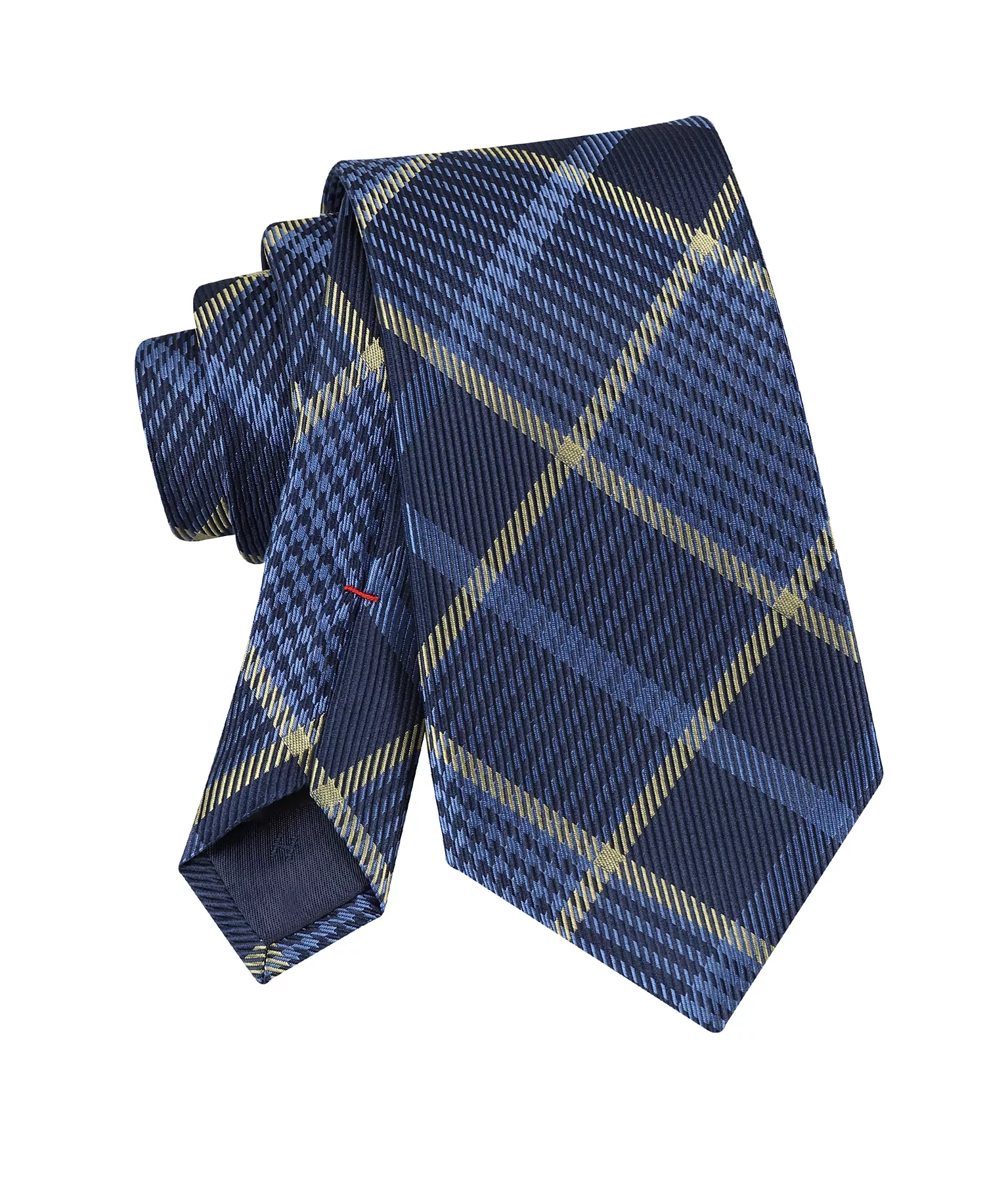 Men's Graydon Plaid Pattern Tie - Navy/yellow - ONE SIZE
