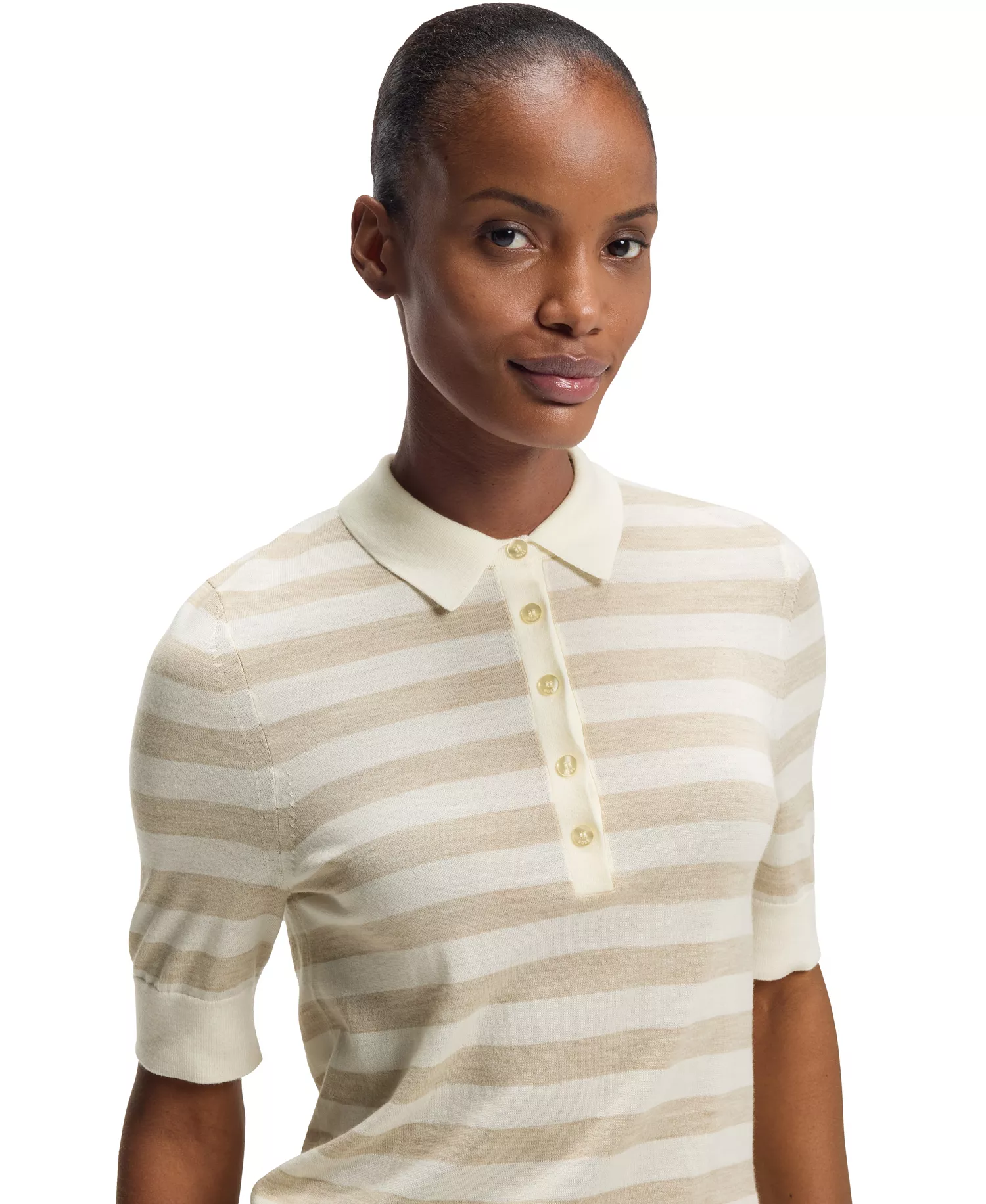 BOSS by Women's Merino Wool Short-Sleeved Sweater - Open - L