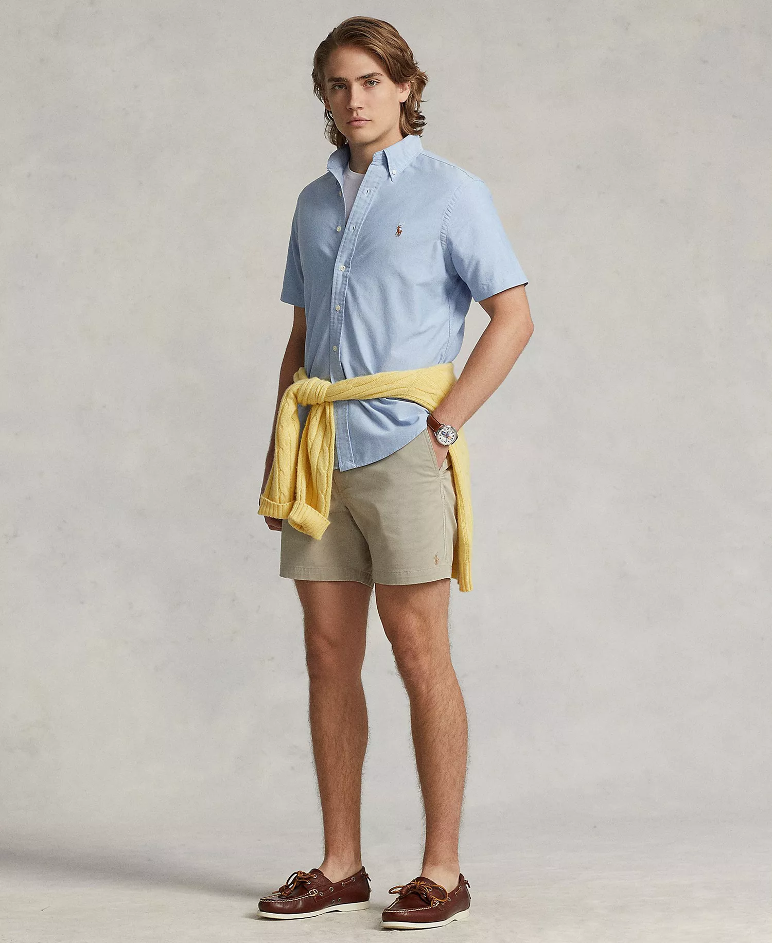 Men's Classic-Fit Short-Sleeve Oxford Shirt - Blue - 2XL