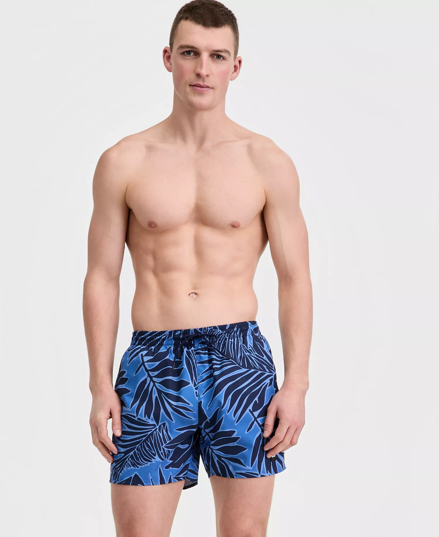 BOSS by Men's 5" Tropical Print Swim Trunks - Blue - 2XL