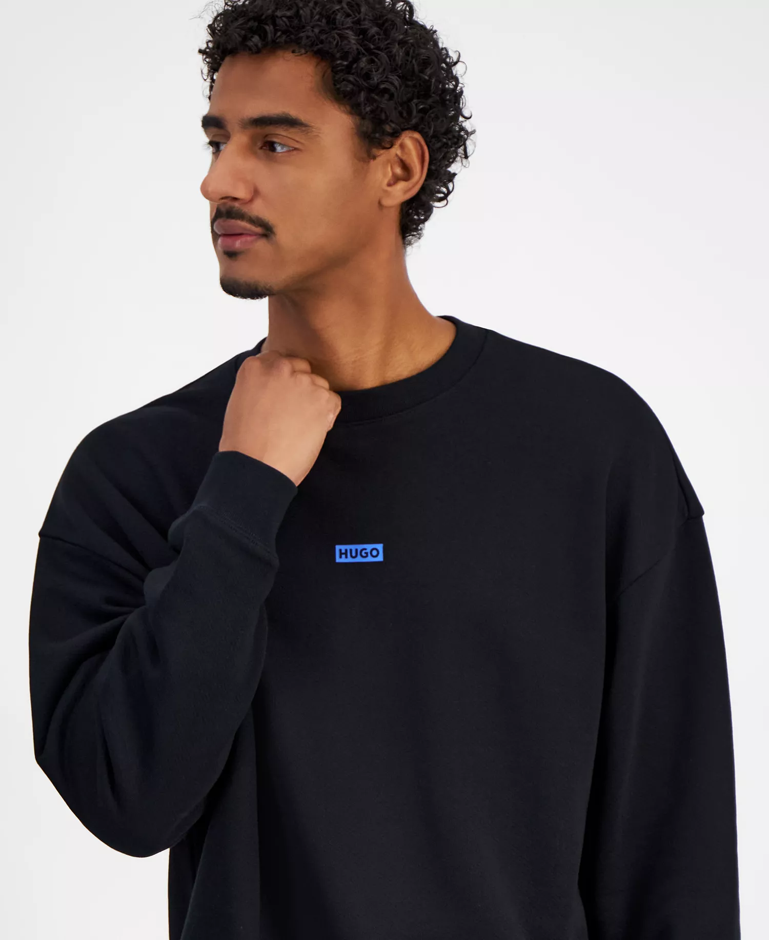 Men's Naviu Relaxed Fit Long Sleeve Crewneck Logo Sweatshirt - Black - 2XL