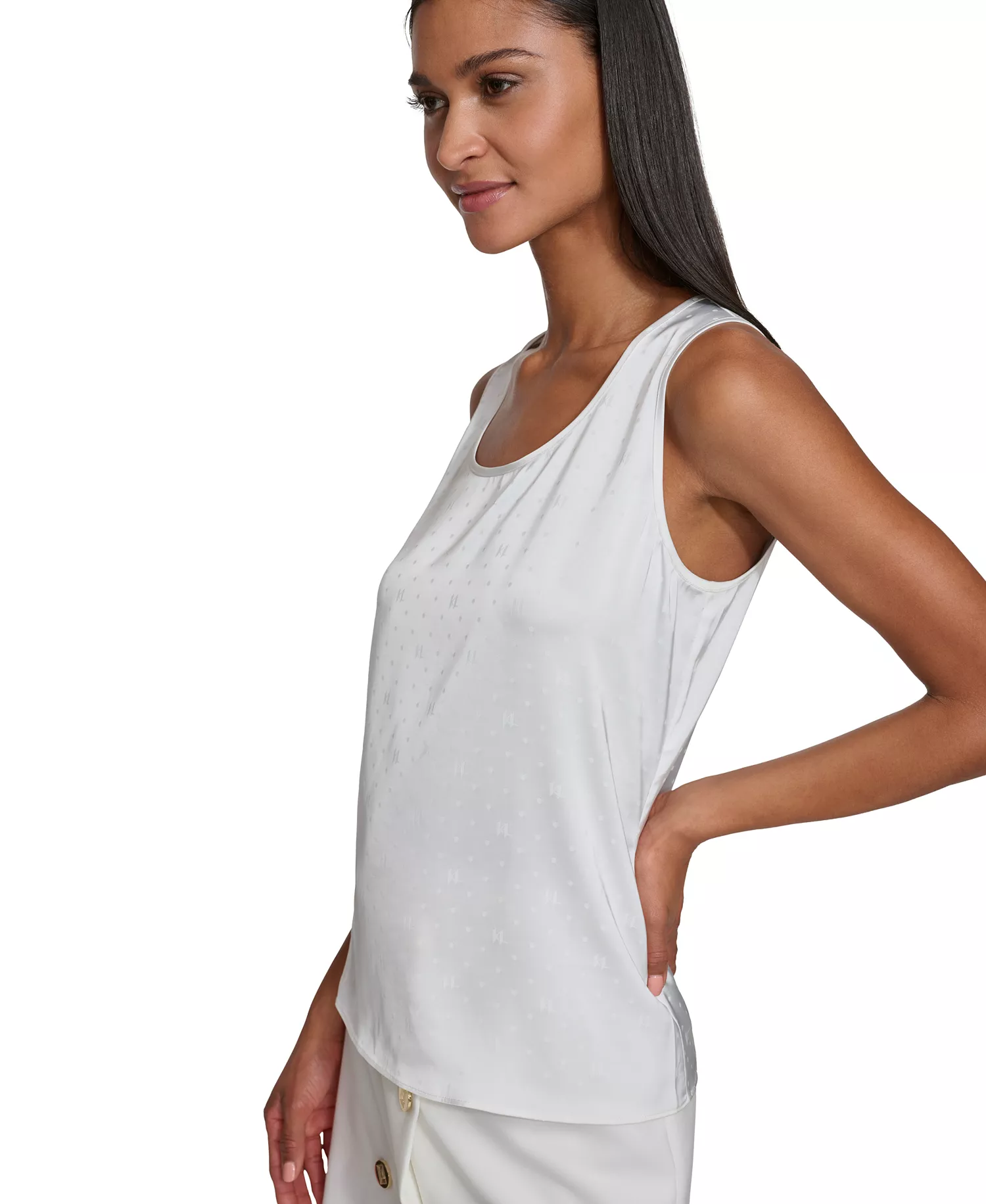 Women's Jacquard Scoop-Neck Tank Top - Soft White - S
