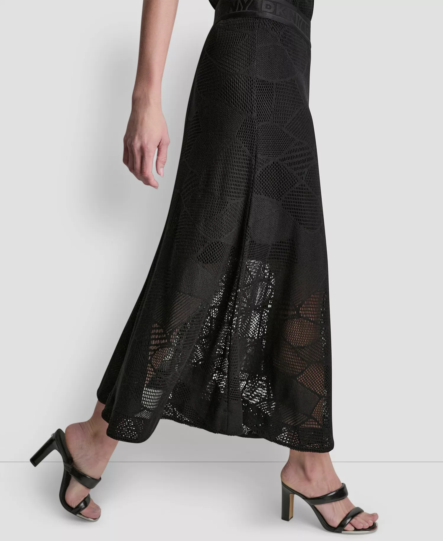 Women's Croton Lace Top and Croton Lace Skirt - Black - L