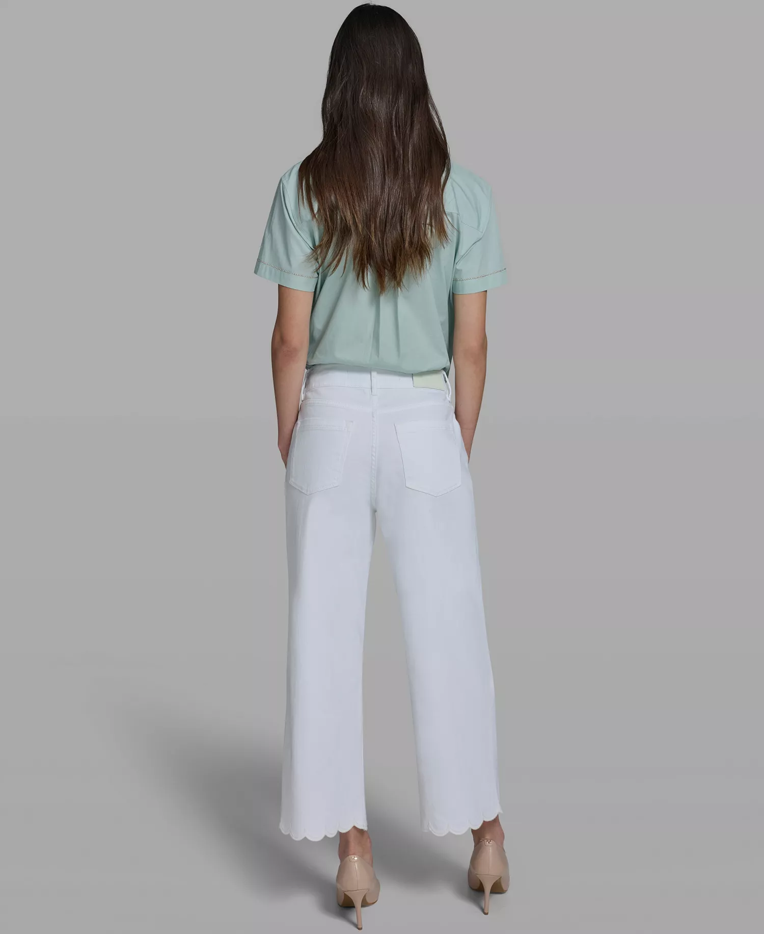 Women's Mid-Rise Scalloped Hem Jeans - White Denim - 10