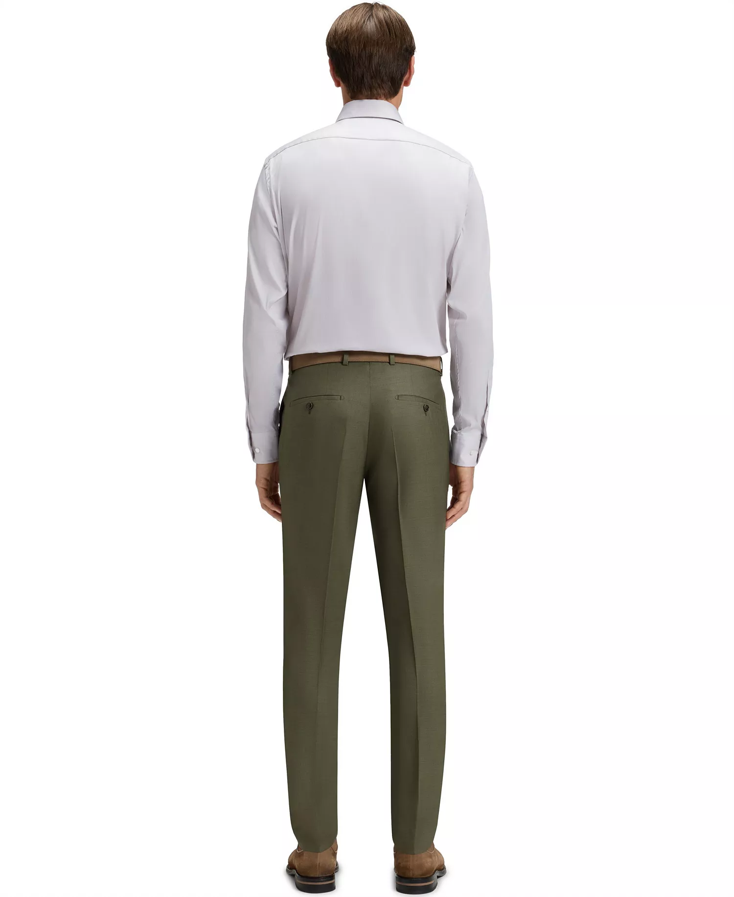 Men's Italian-Made Cotton Blend Dress Shirt - Dark Beige - 15.5