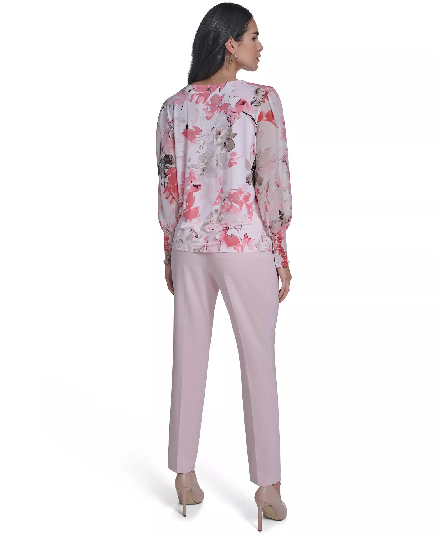 Women's Mixed Media Long-Sleeve Top - Petal/latte Multi - L