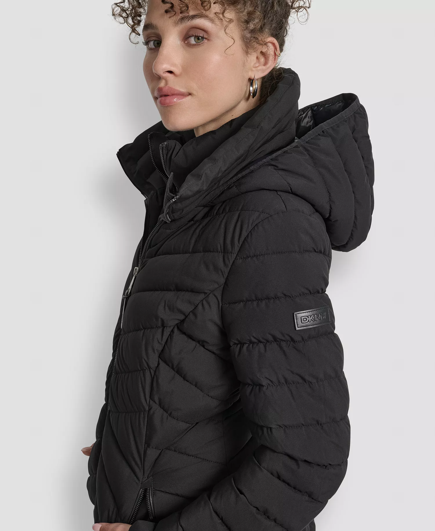 Women's Bibbed Packable Puffer Coat - Black - L