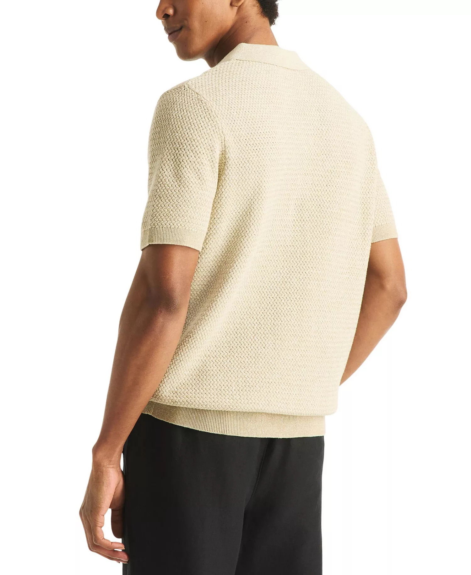 Men's Short-Sleeves Sweater Polo Shirt - Warm Taupe - L