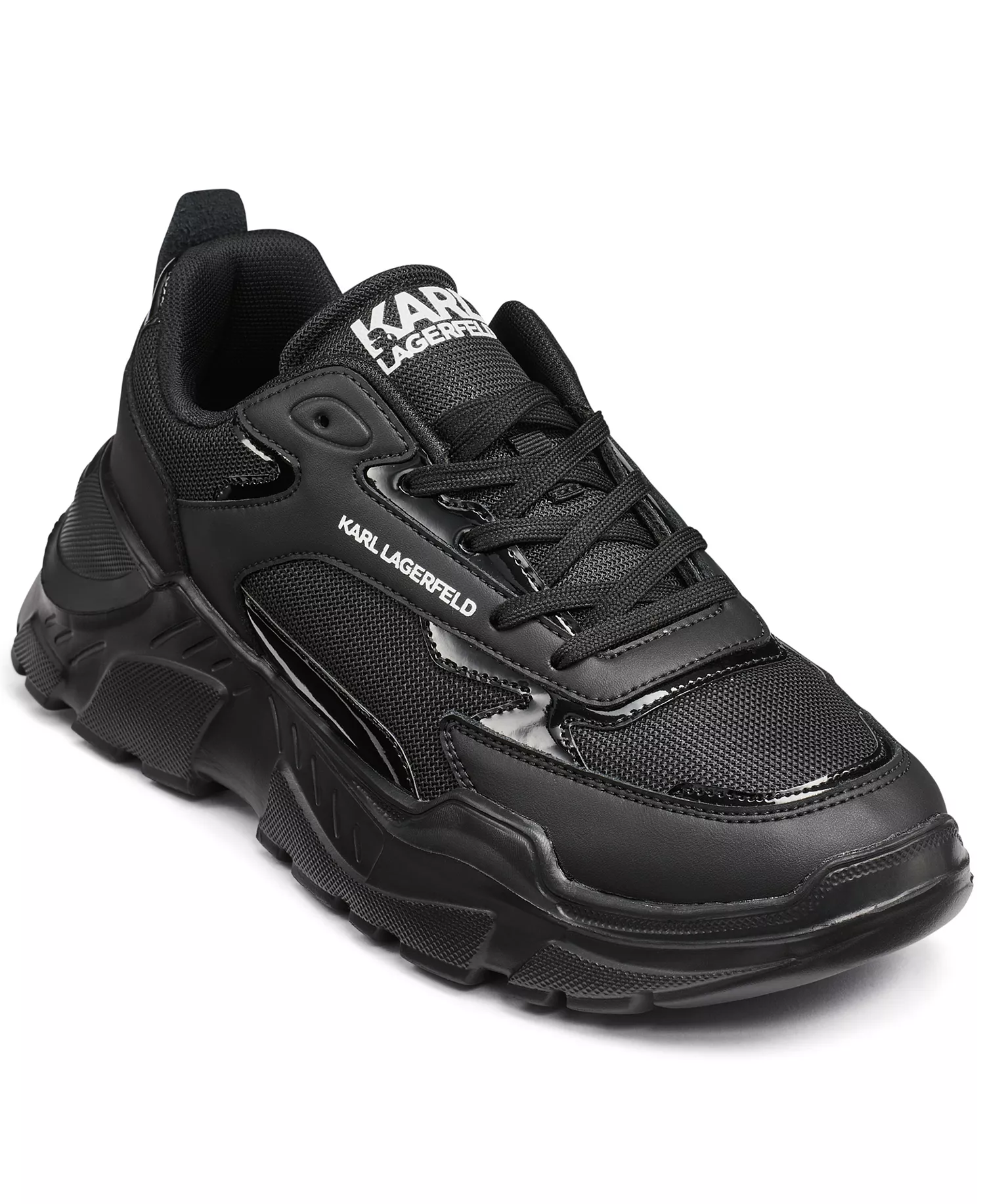 Men's Patent Detail Sneakers - Black - 13M