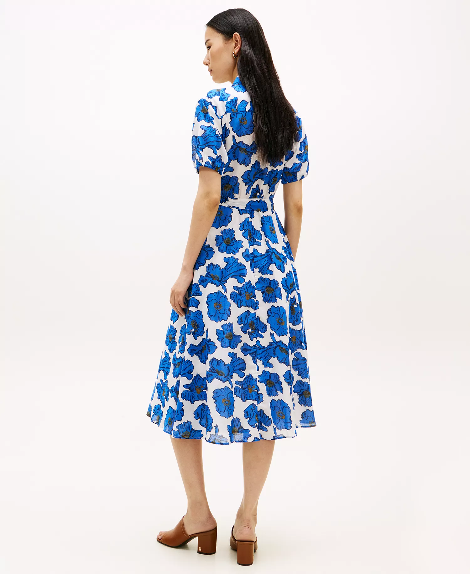 Women's Pin Tuck Cambric Collared Dress - Pop Art Floral Ecru - L